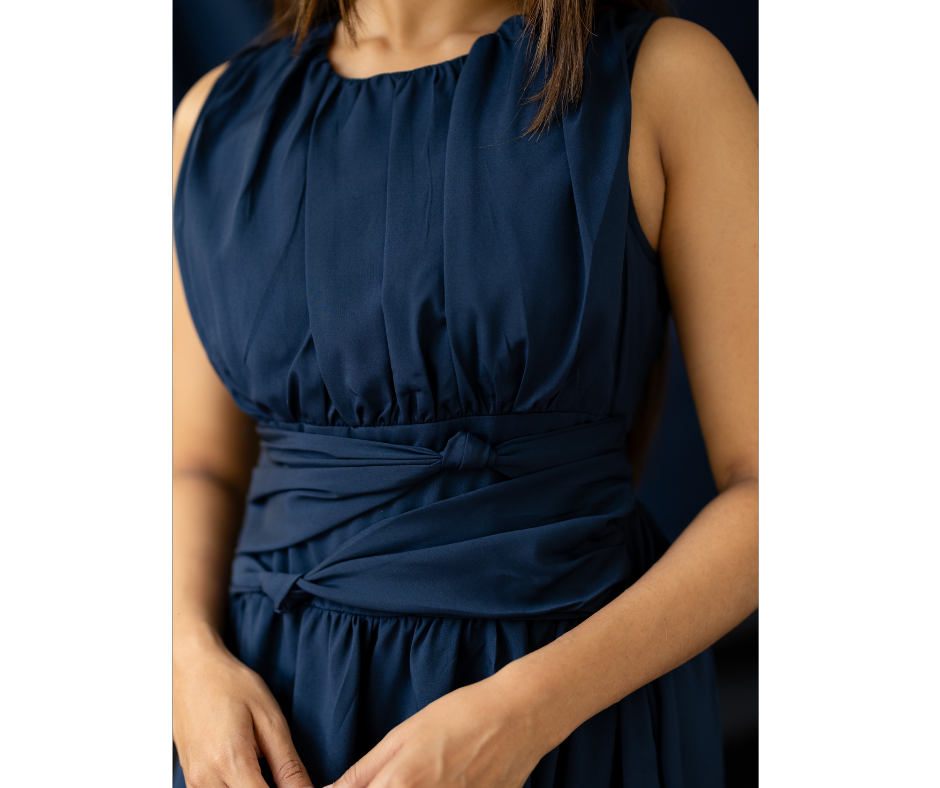 Front Knot Maxi Dress - Blue