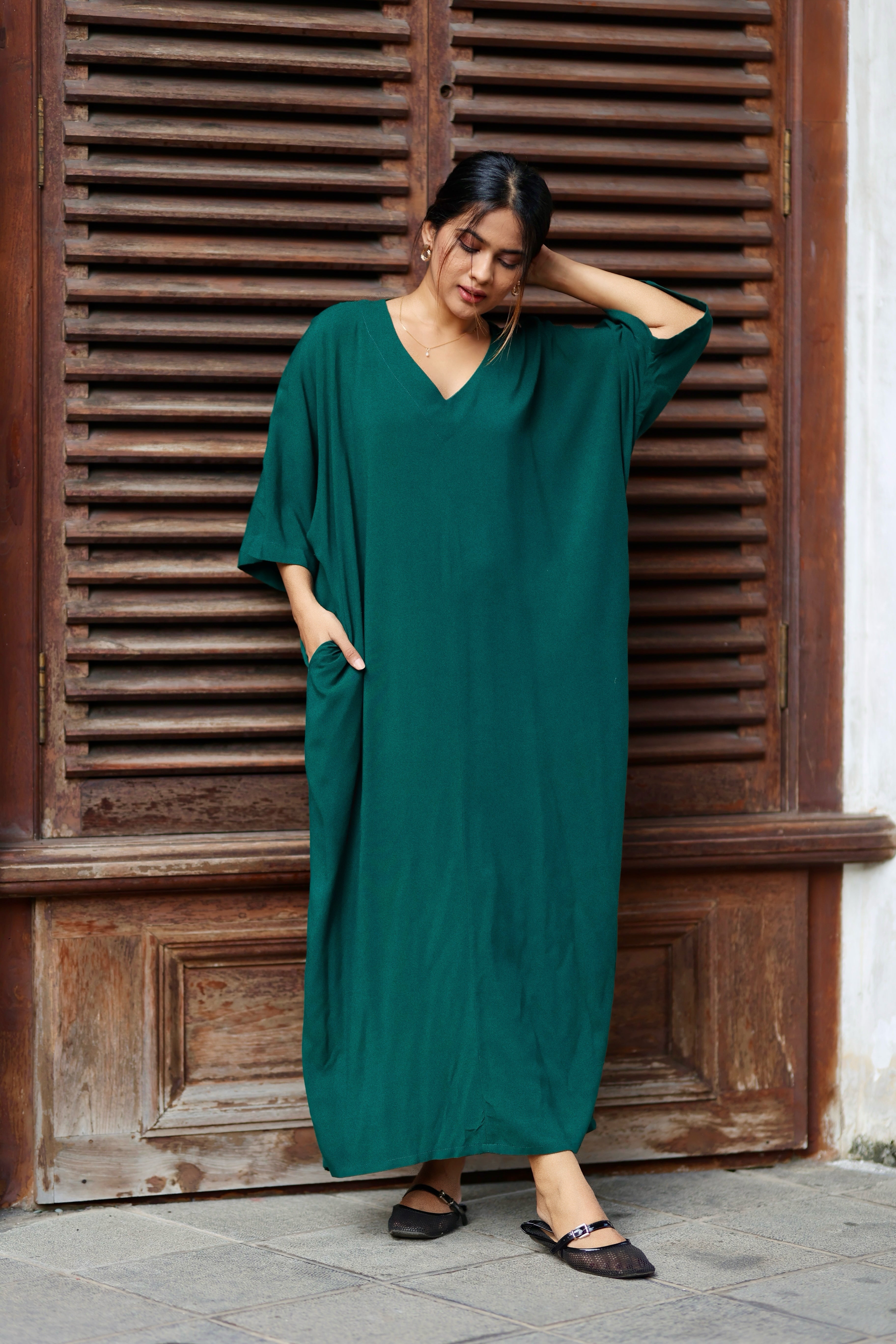 Forest Breeze Kaftan Dress