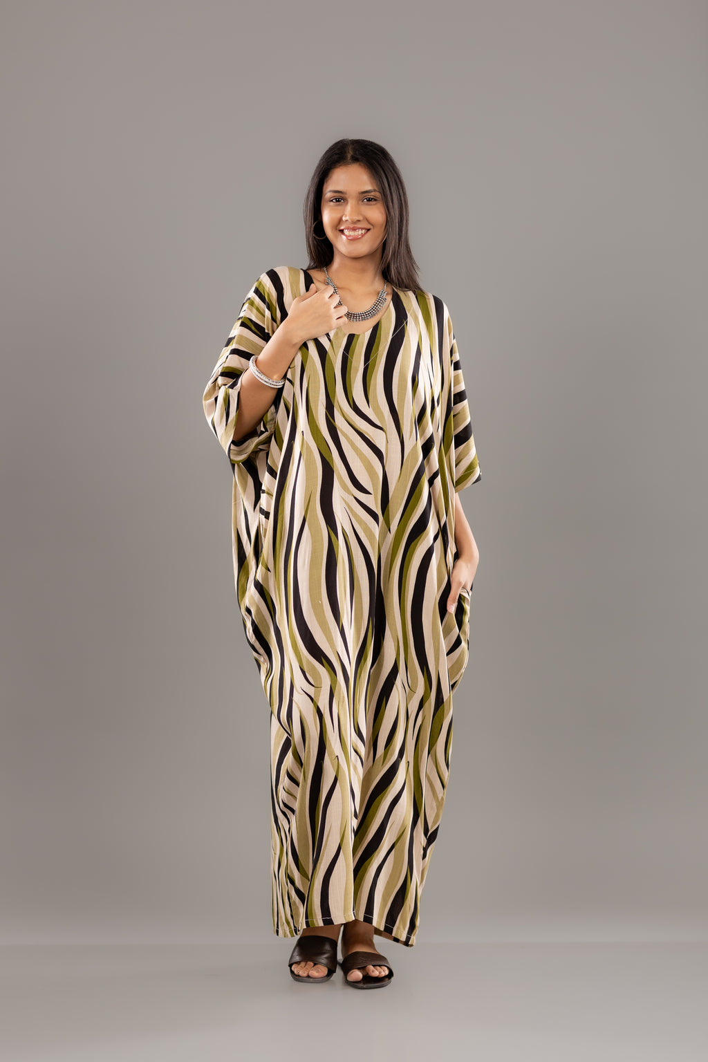 Abstract Zebra Print Kaftan