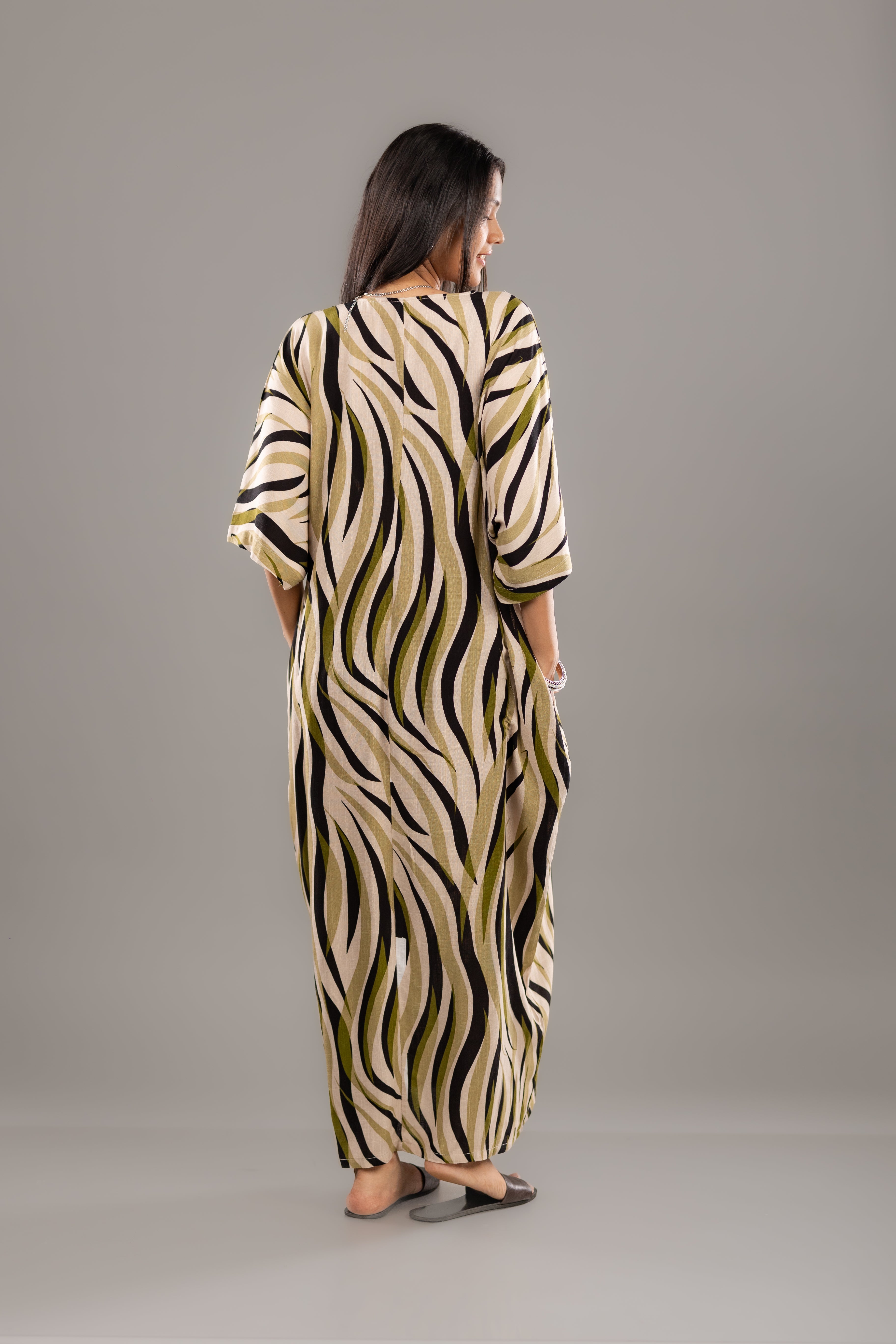 Abstract Zebra Print Kaftan