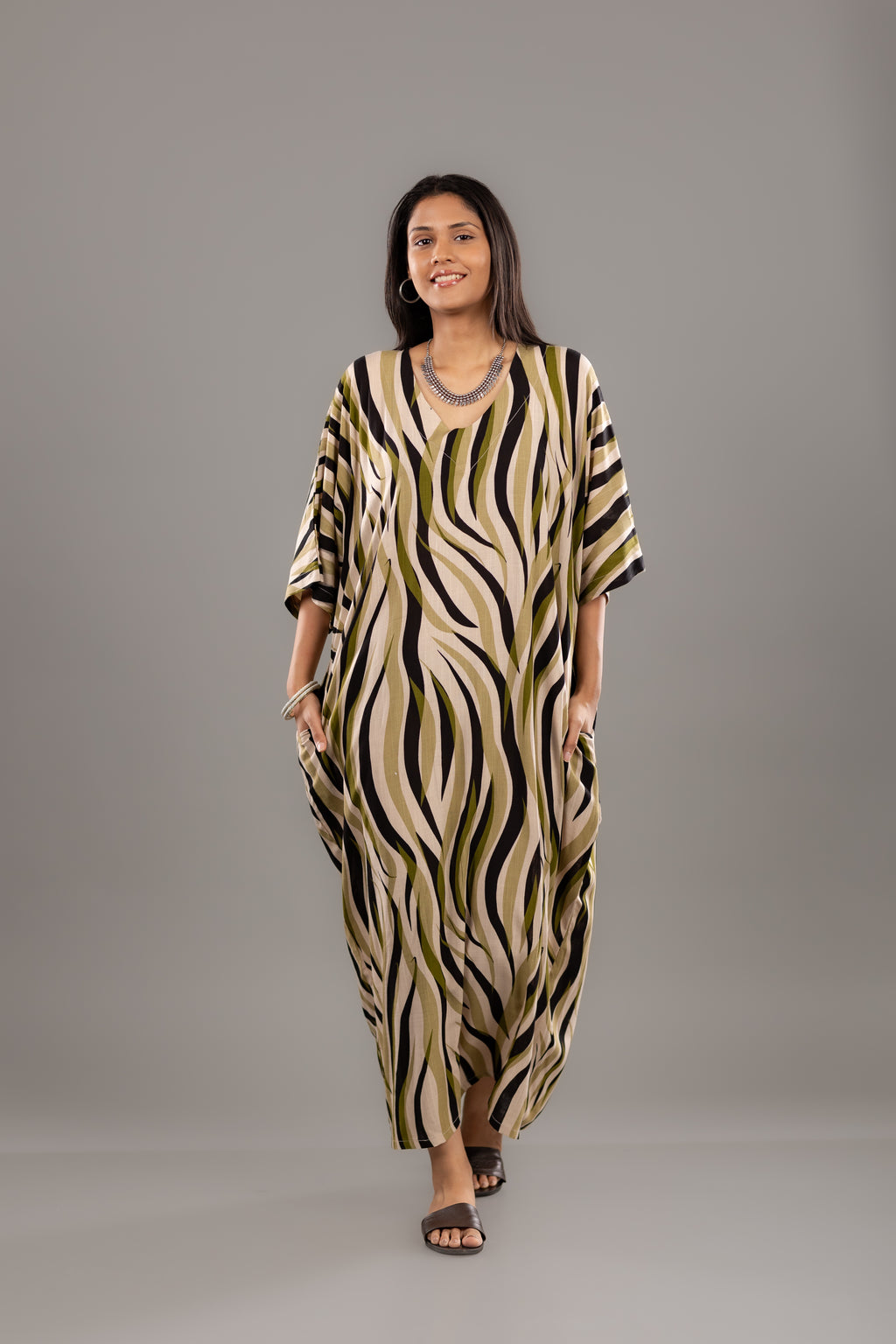 Abstract Zebra Print Kaftan