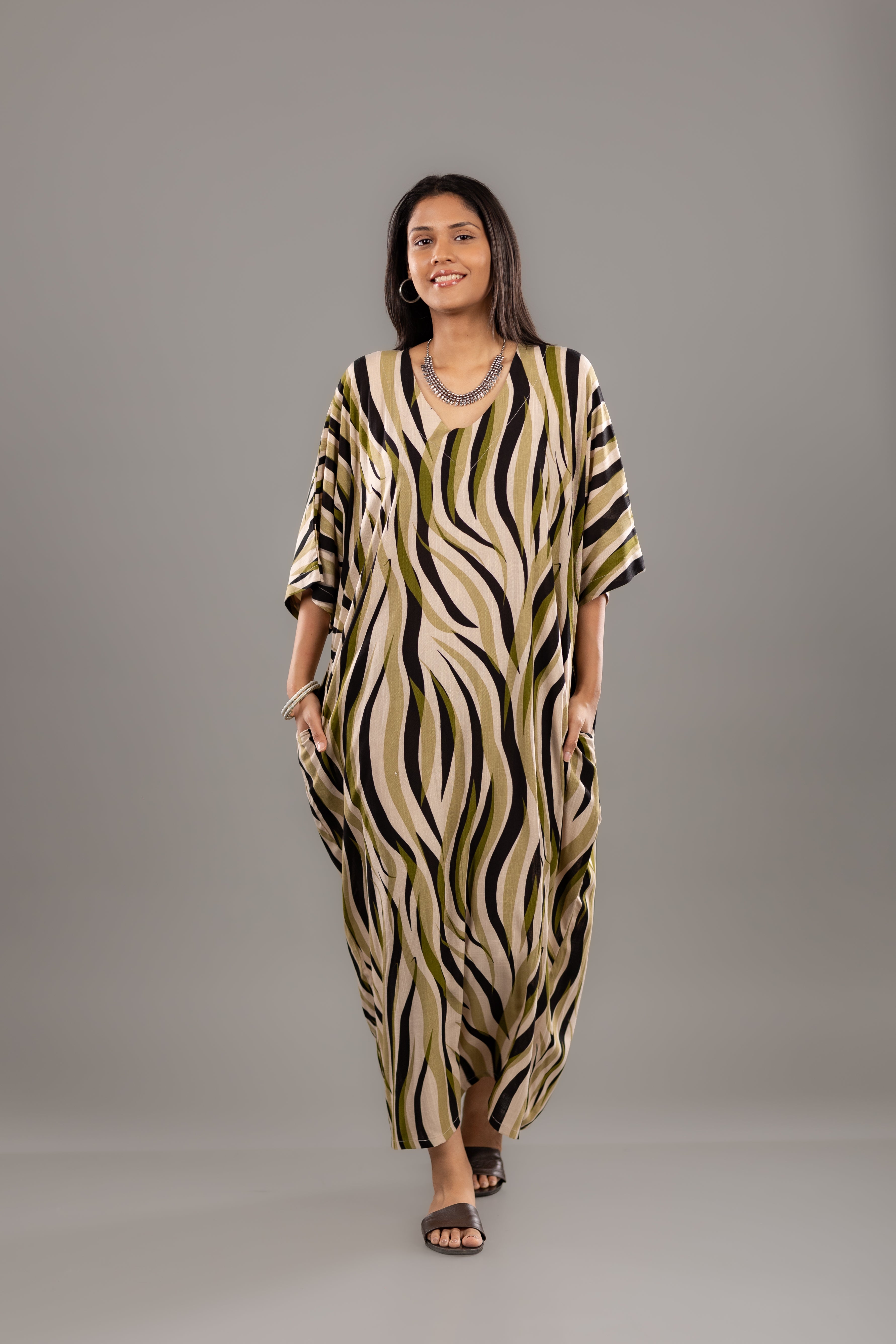 Abstract Zebra Print Kaftan
