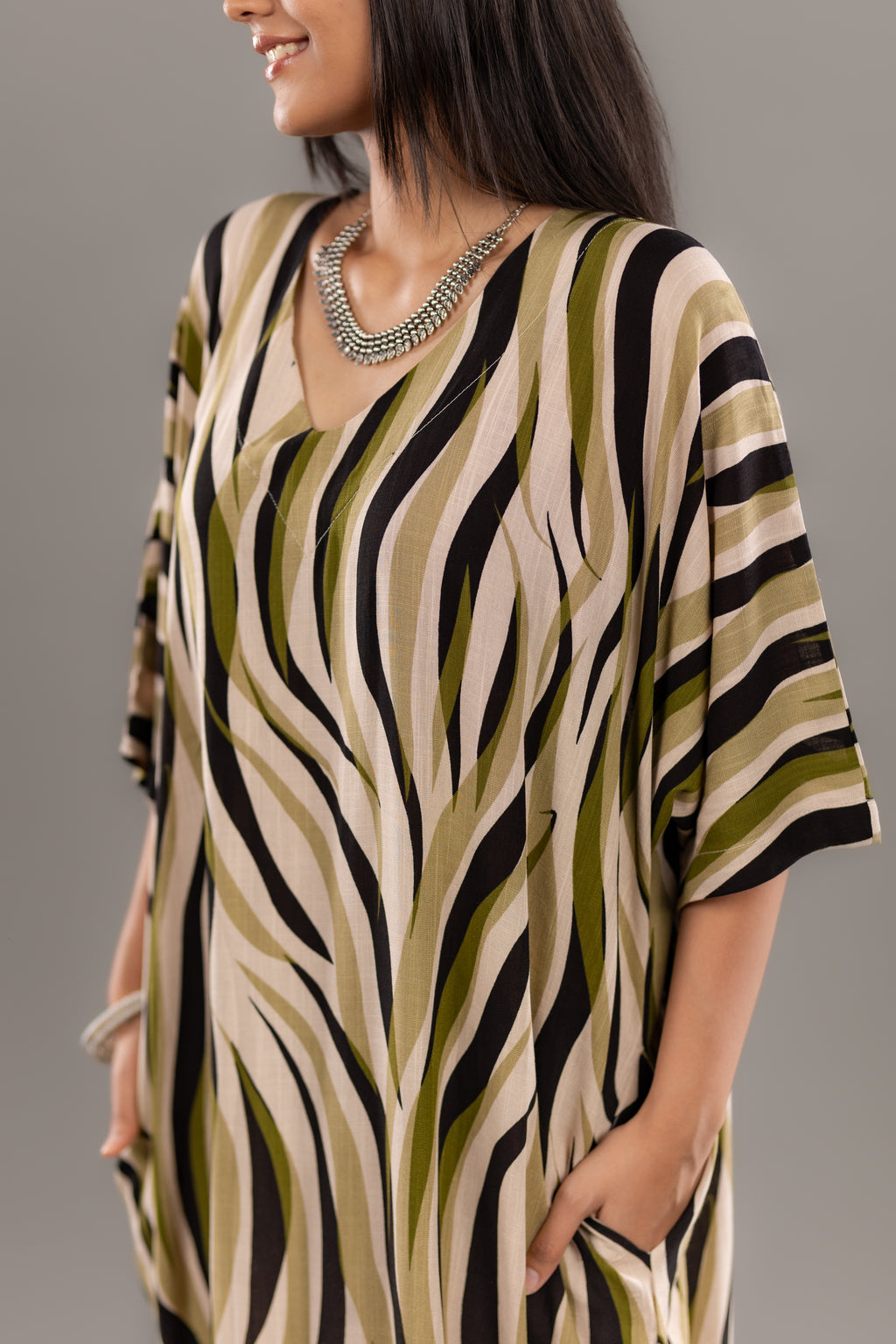 Abstract Zebra Print Kaftan
