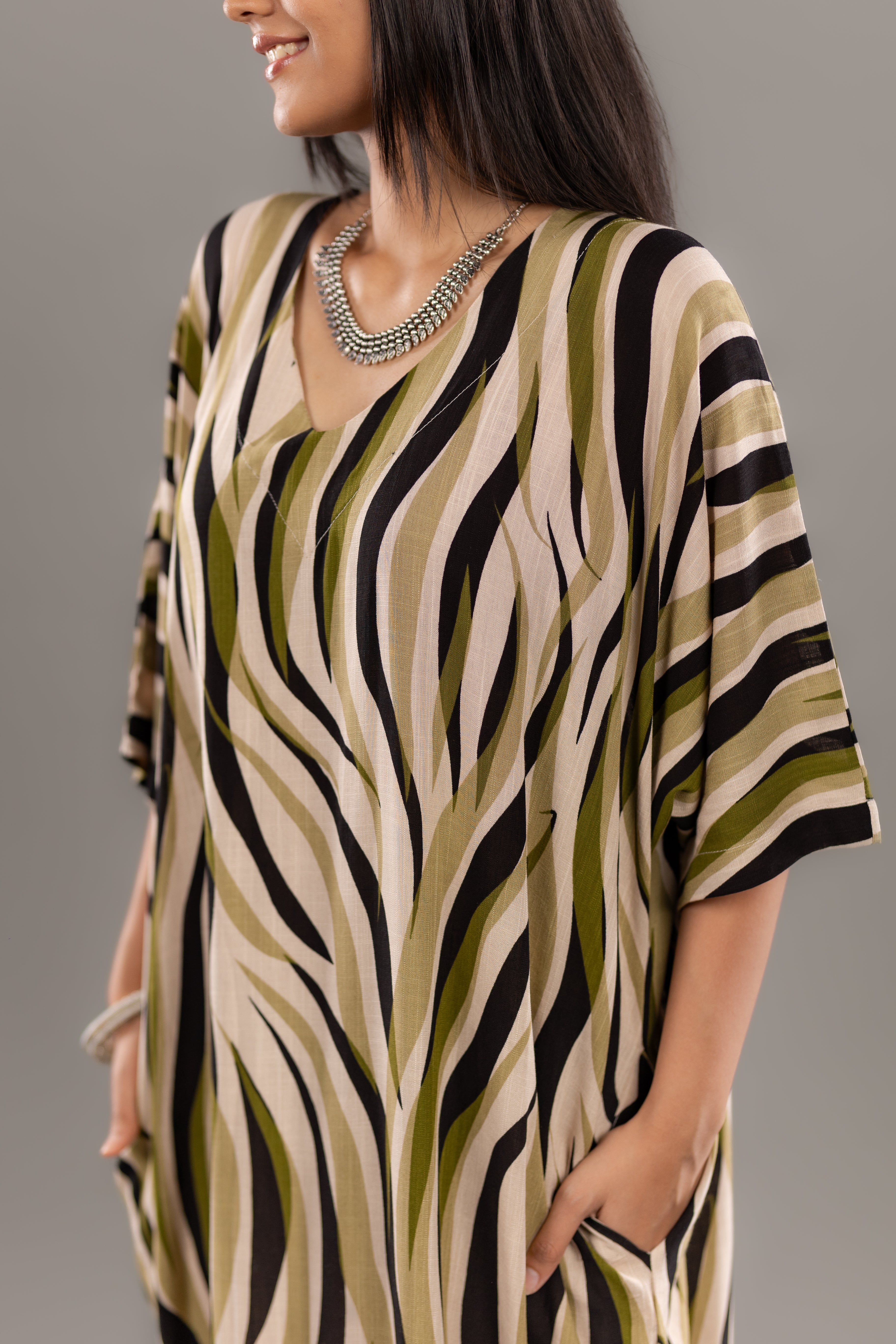 Abstract Zebra Print Kaftan