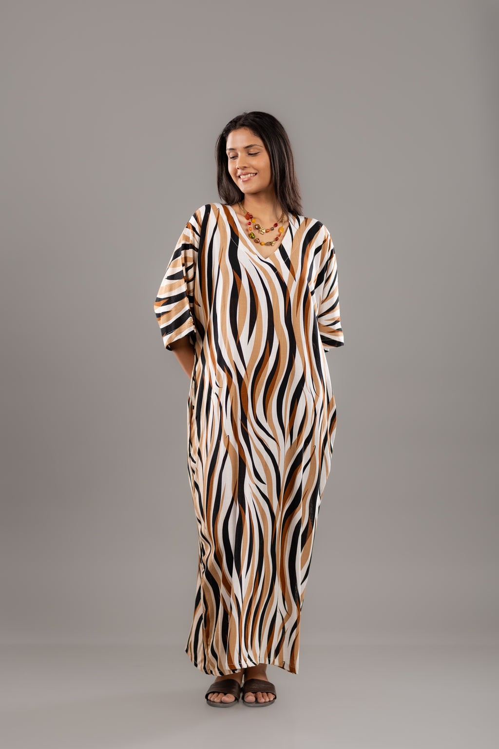 Abstract Zebra Print Kaftan