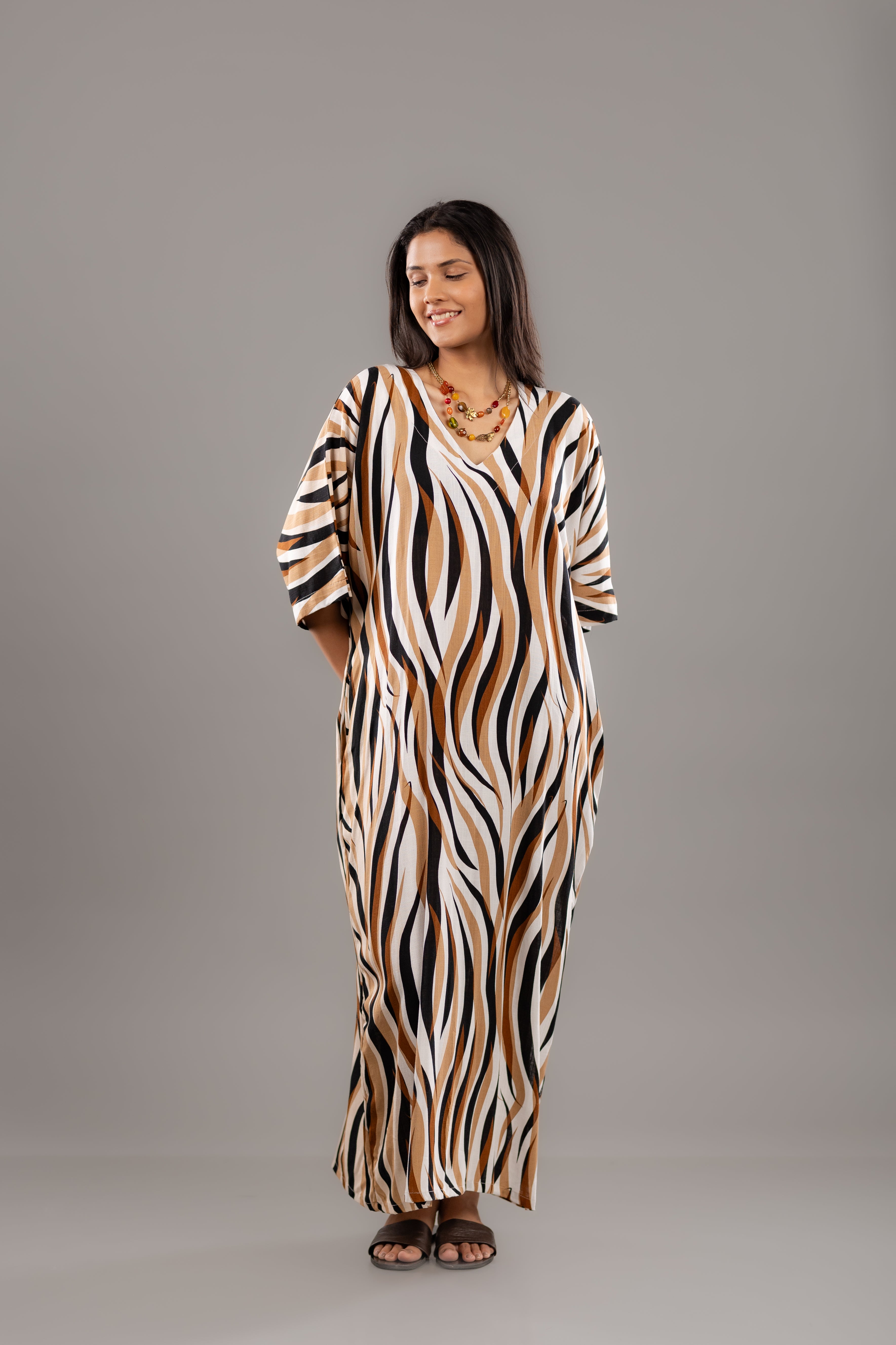 Abstract Zebra Print Kaftan