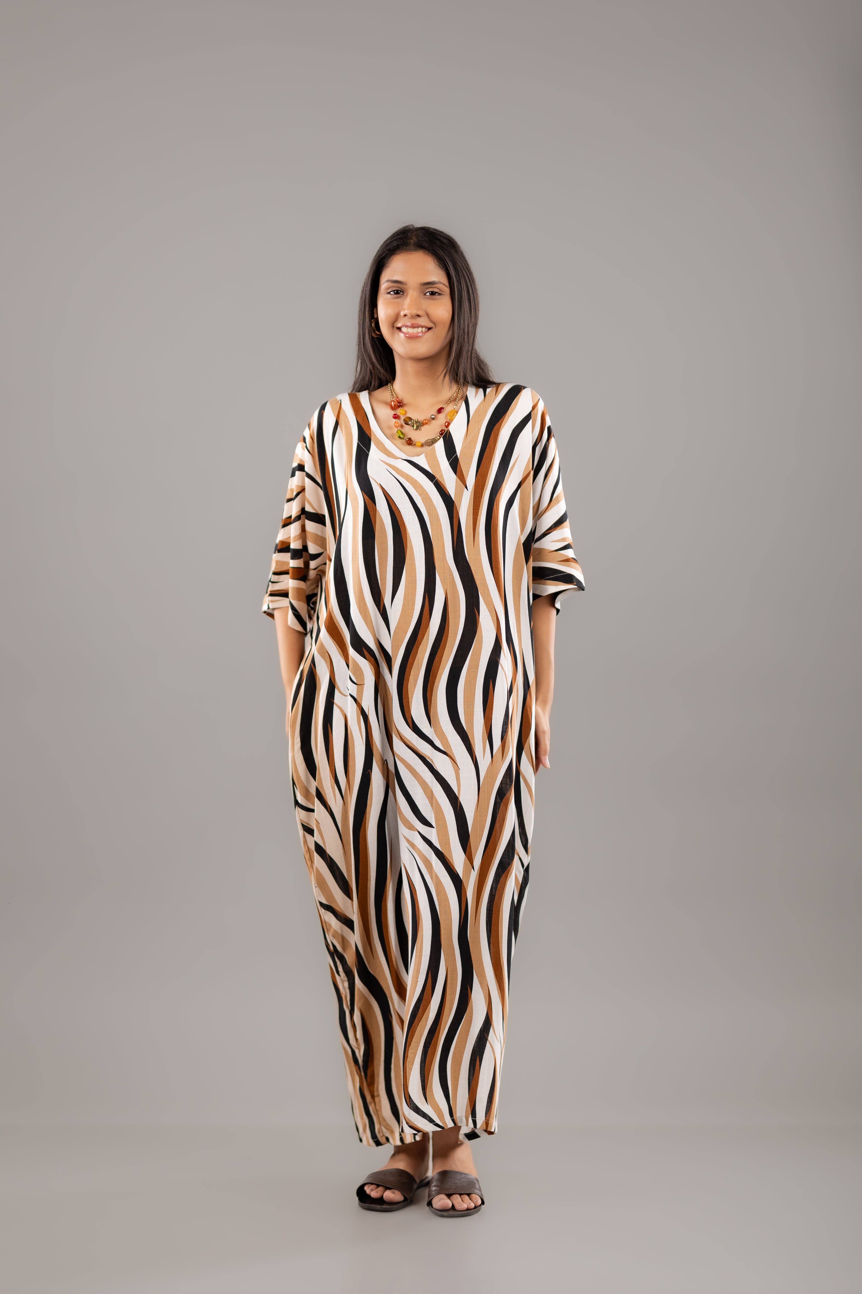 Abstract Zebra Print Kaftan