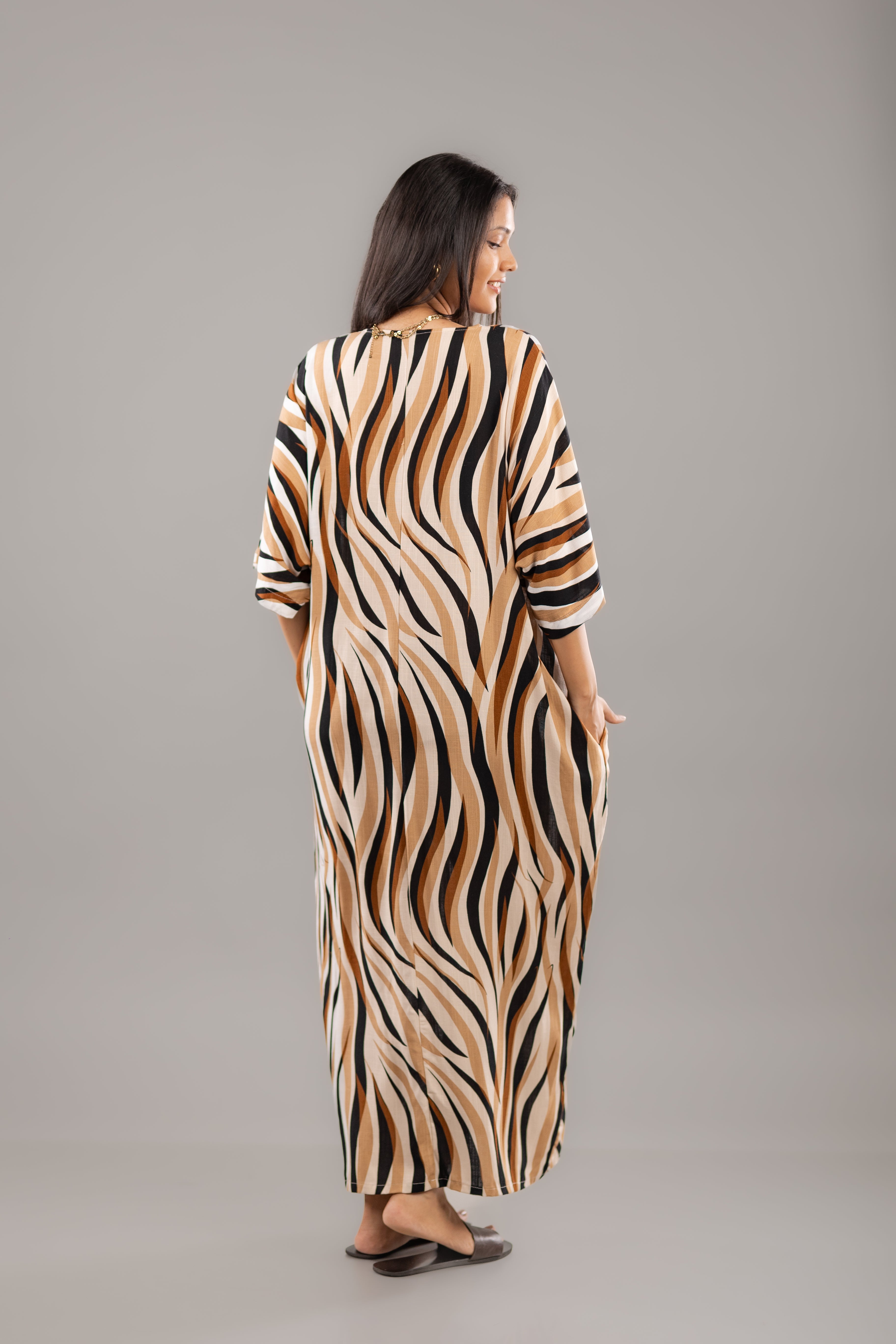 Abstract Zebra Print Kaftan