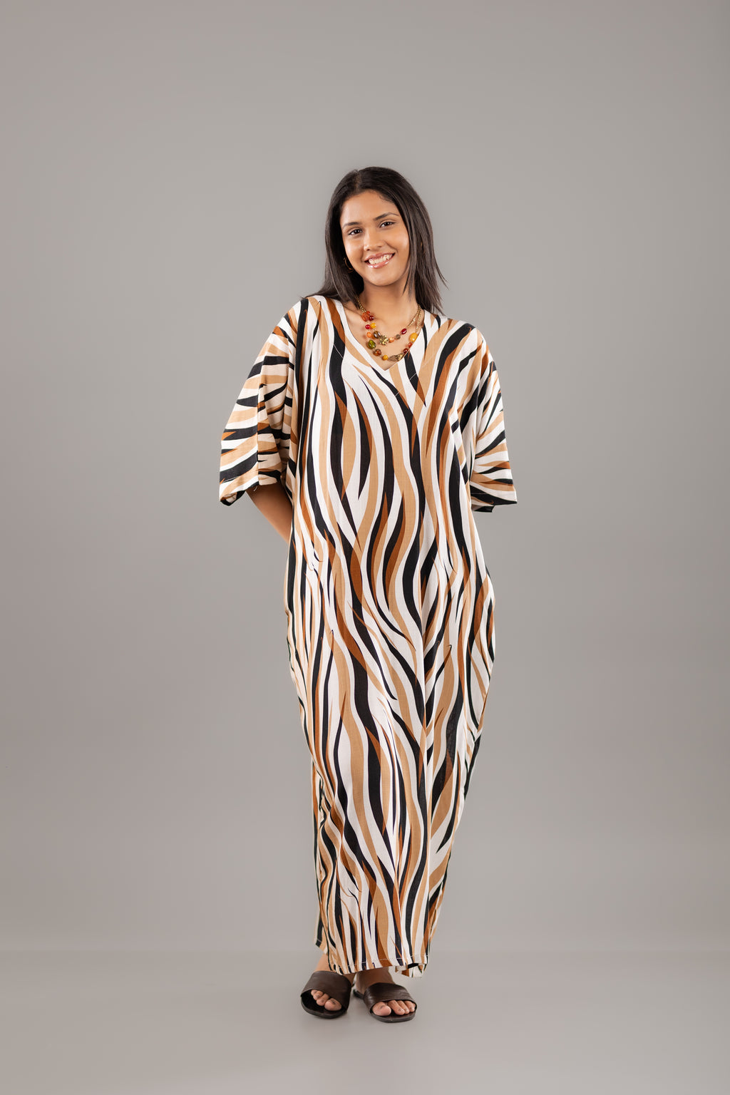 Abstract Zebra Print Kaftan