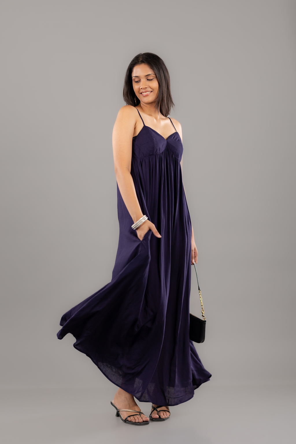 Deep Navy Empire Waist Sleeveless Maxi