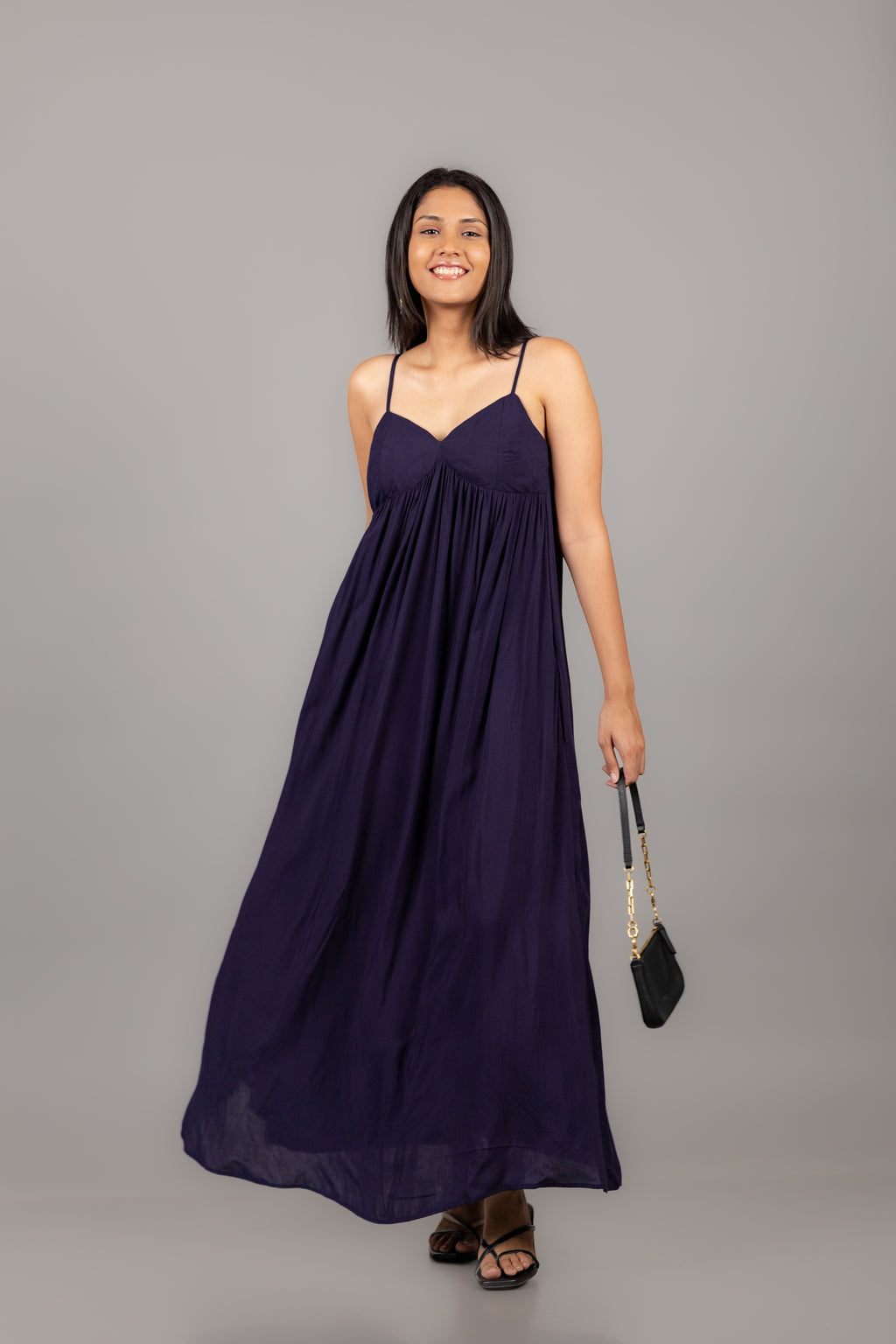 Deep Navy Empire Waist Sleeveless Maxi