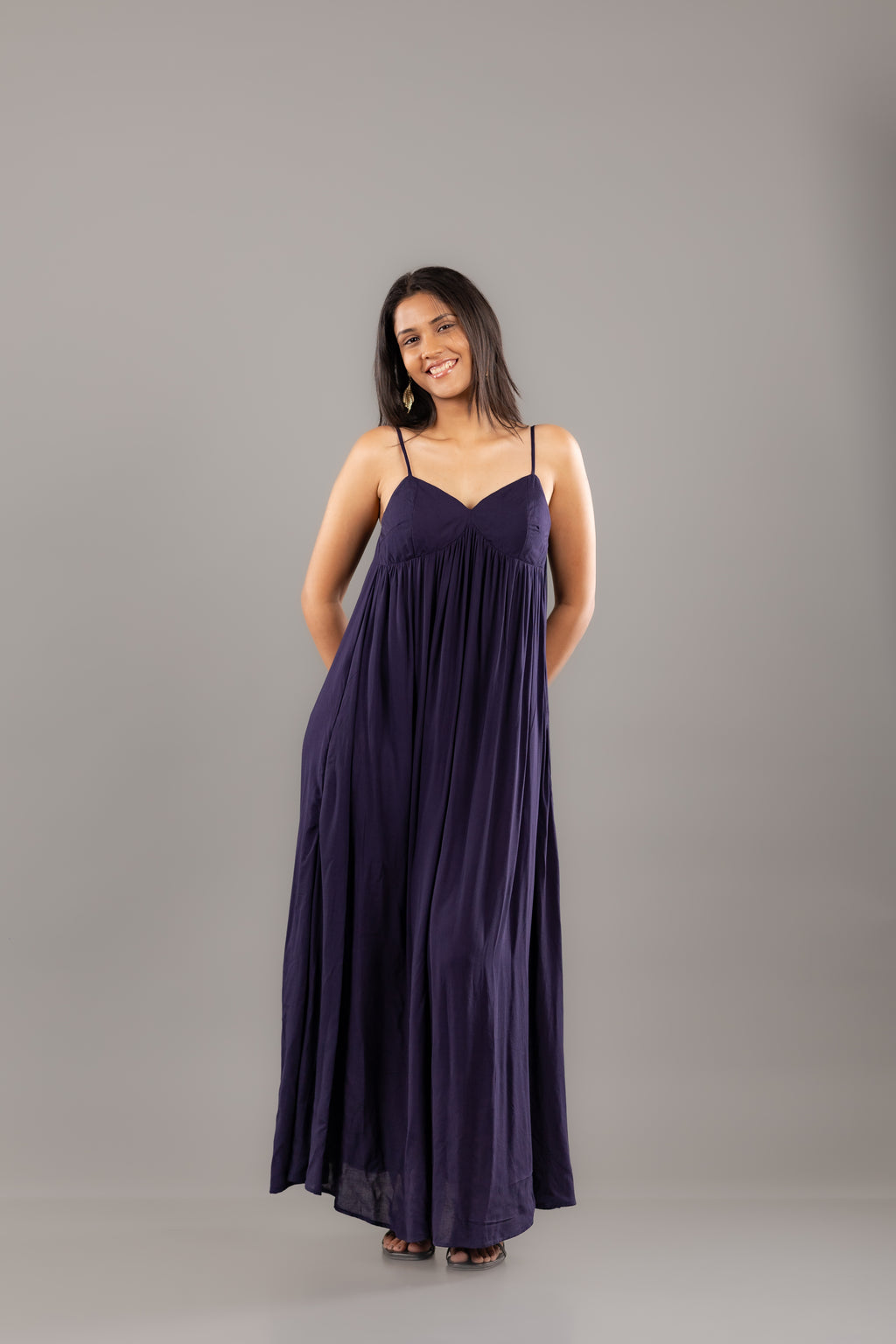 Deep Navy Empire Waist Sleeveless Maxi