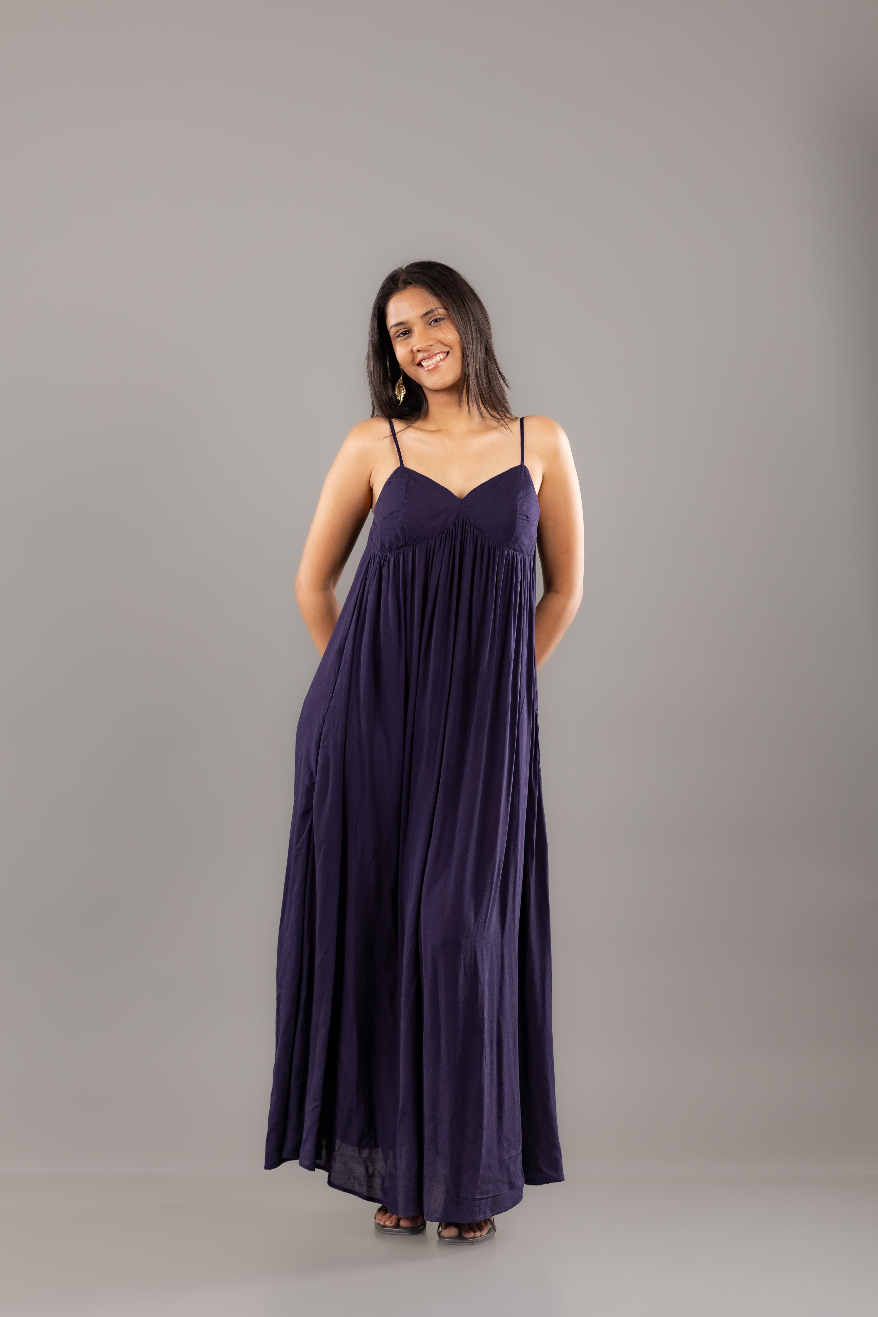 Deep Navy Empire Waist Sleeveless Maxi