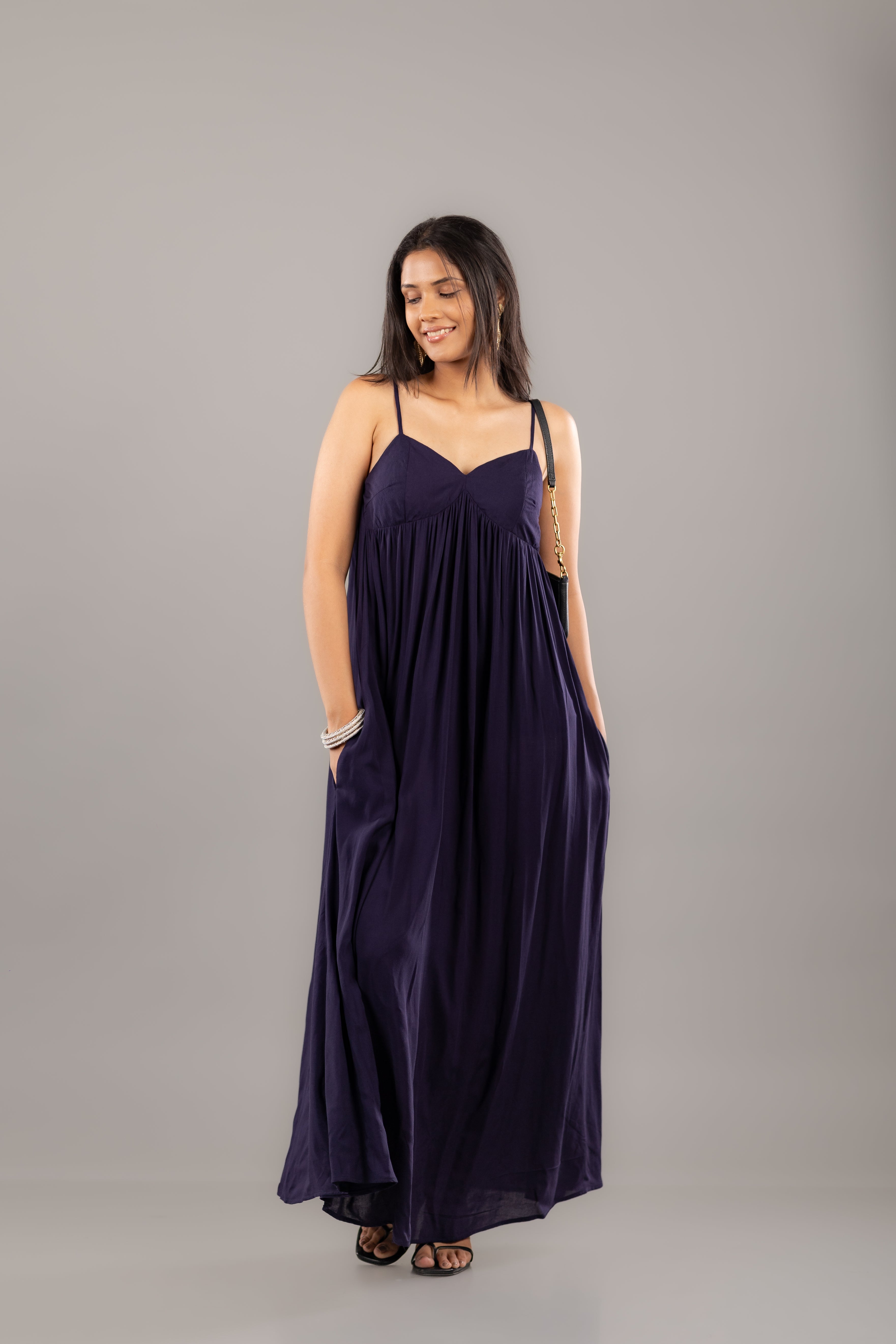 Deep Navy Empire Waist Sleeveless Maxi