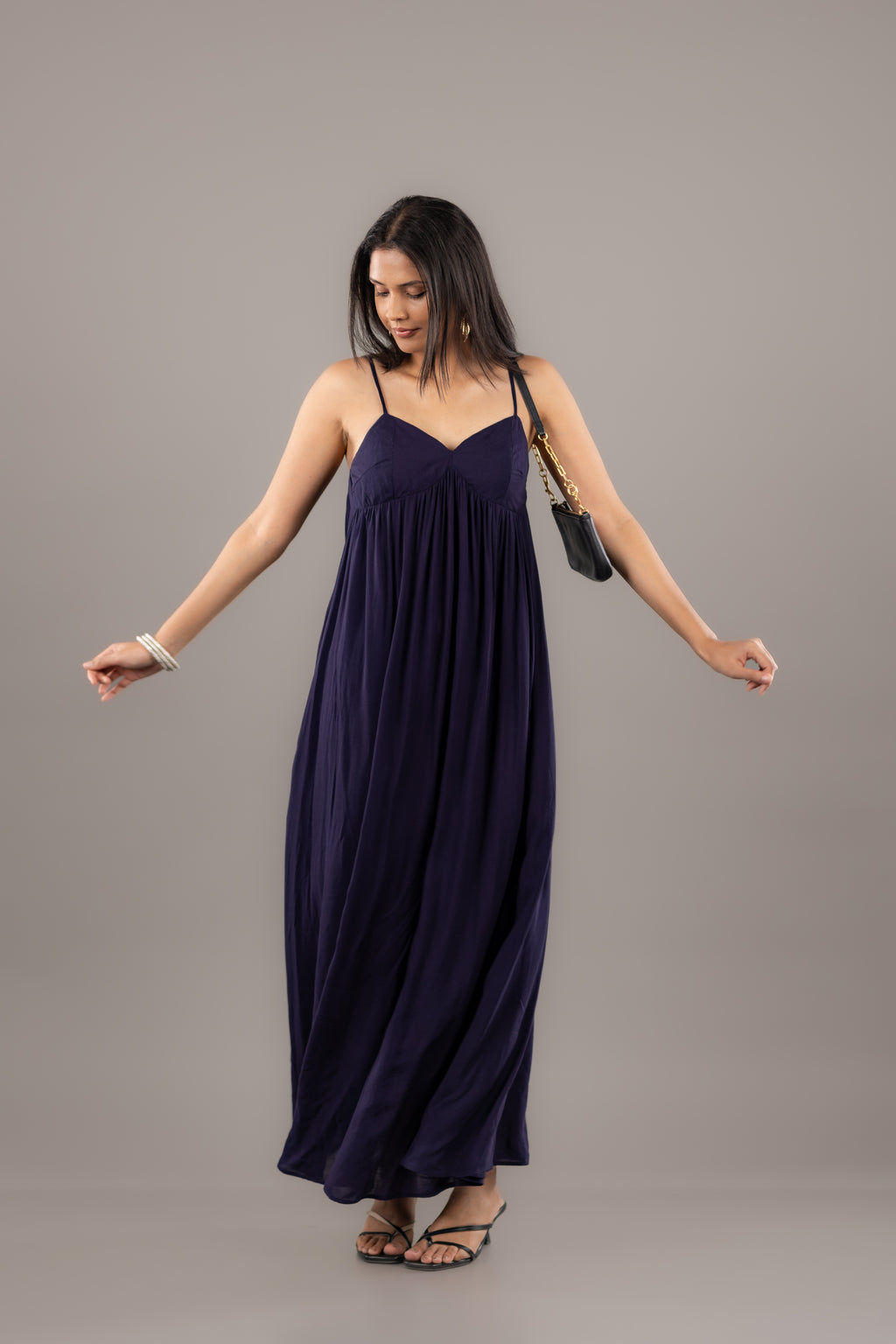 Deep Navy Empire Waist Sleeveless Maxi