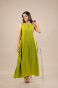 Zip-Front Sleeveless Maxi Dress