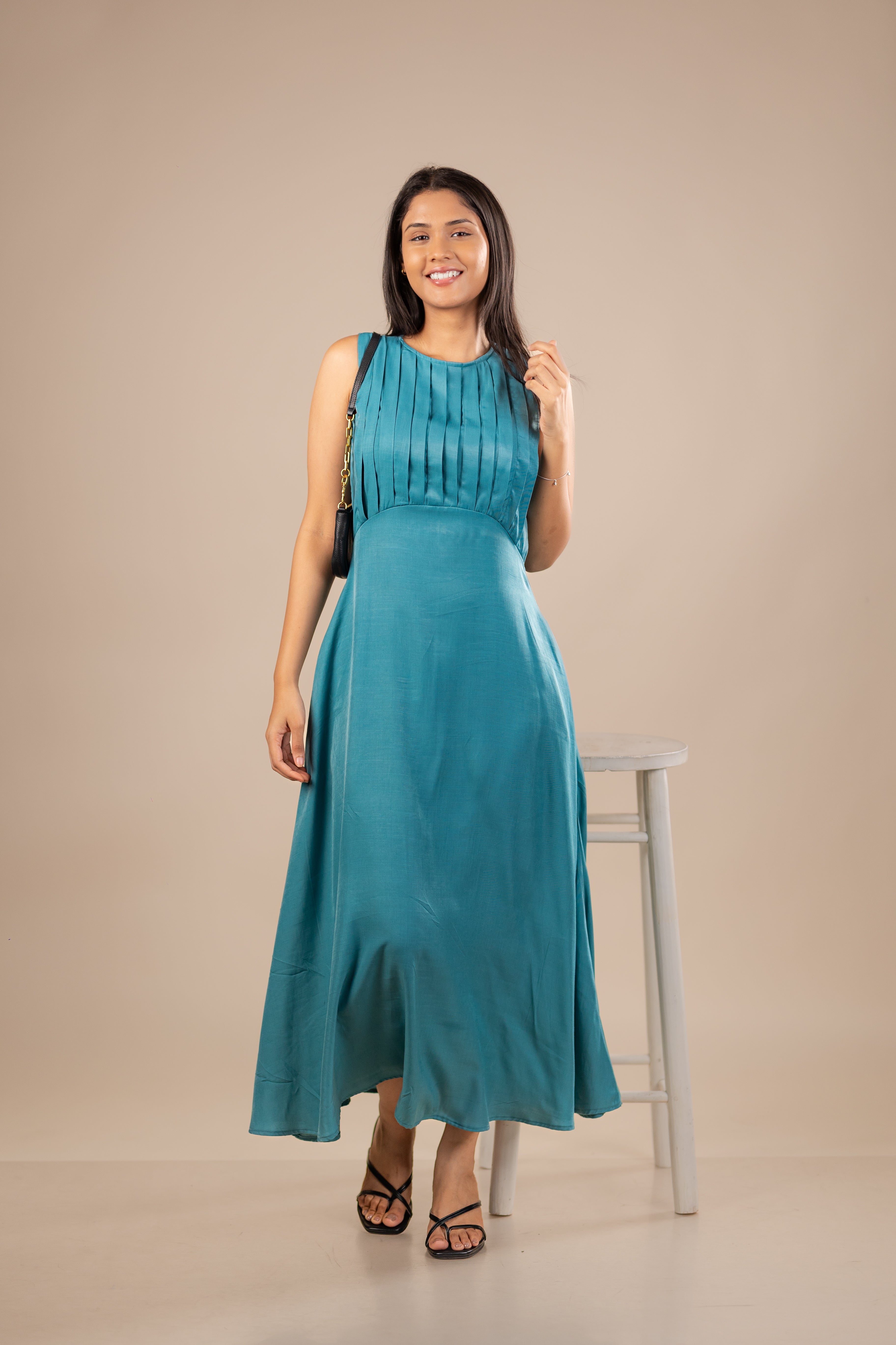 Sleeveless Pleated Maxi Dress