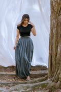 High-Rise Pleated Maxi Skirt - Grey
