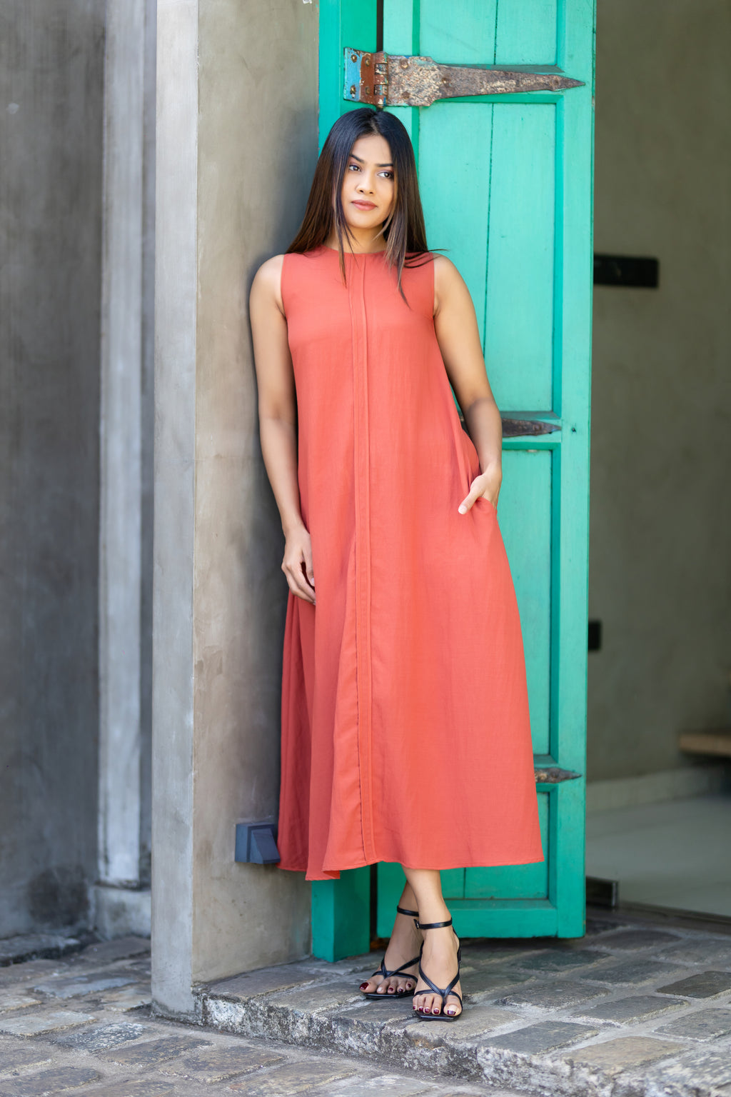 Front Pleat Maxi Dress