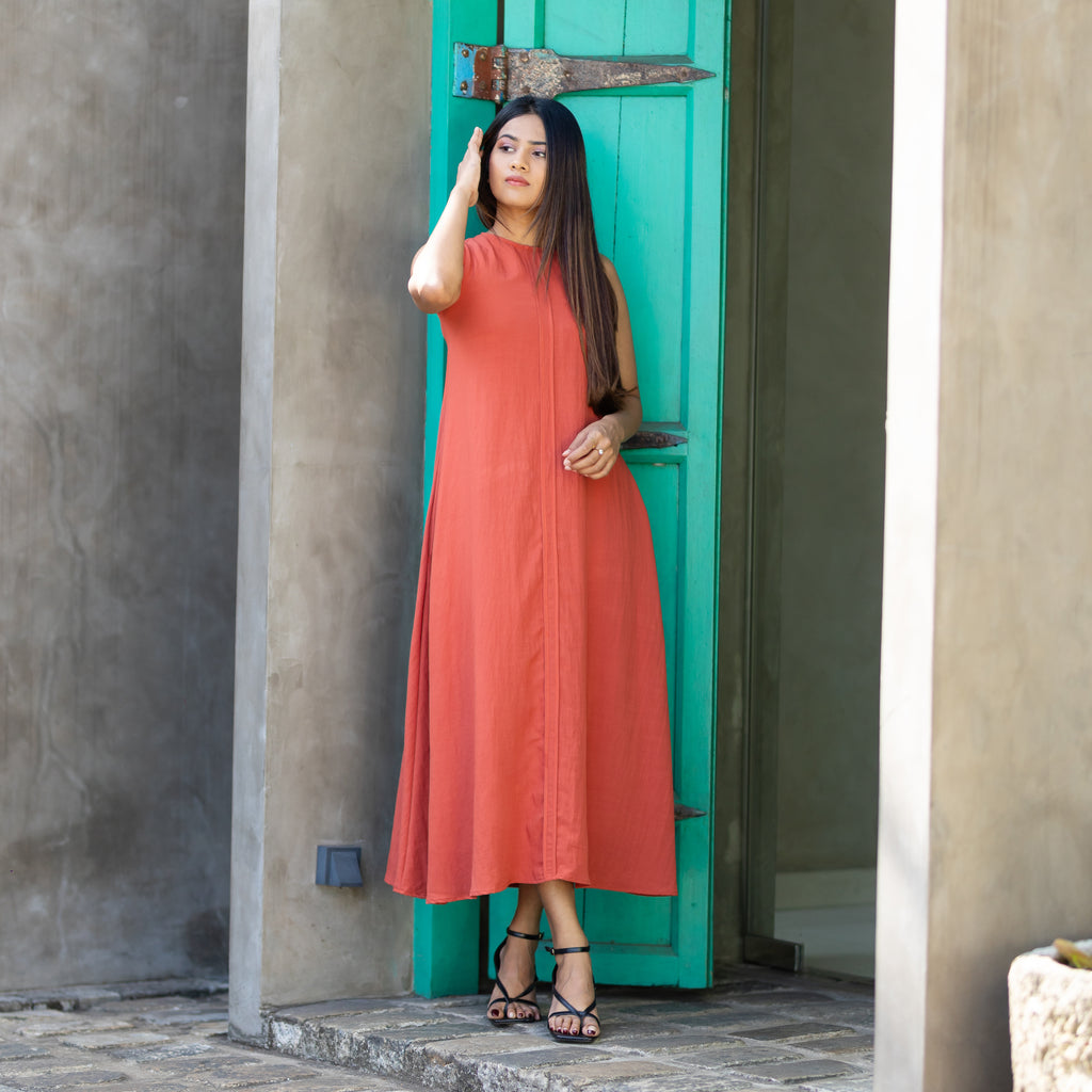 Front Pleat Maxi Dress