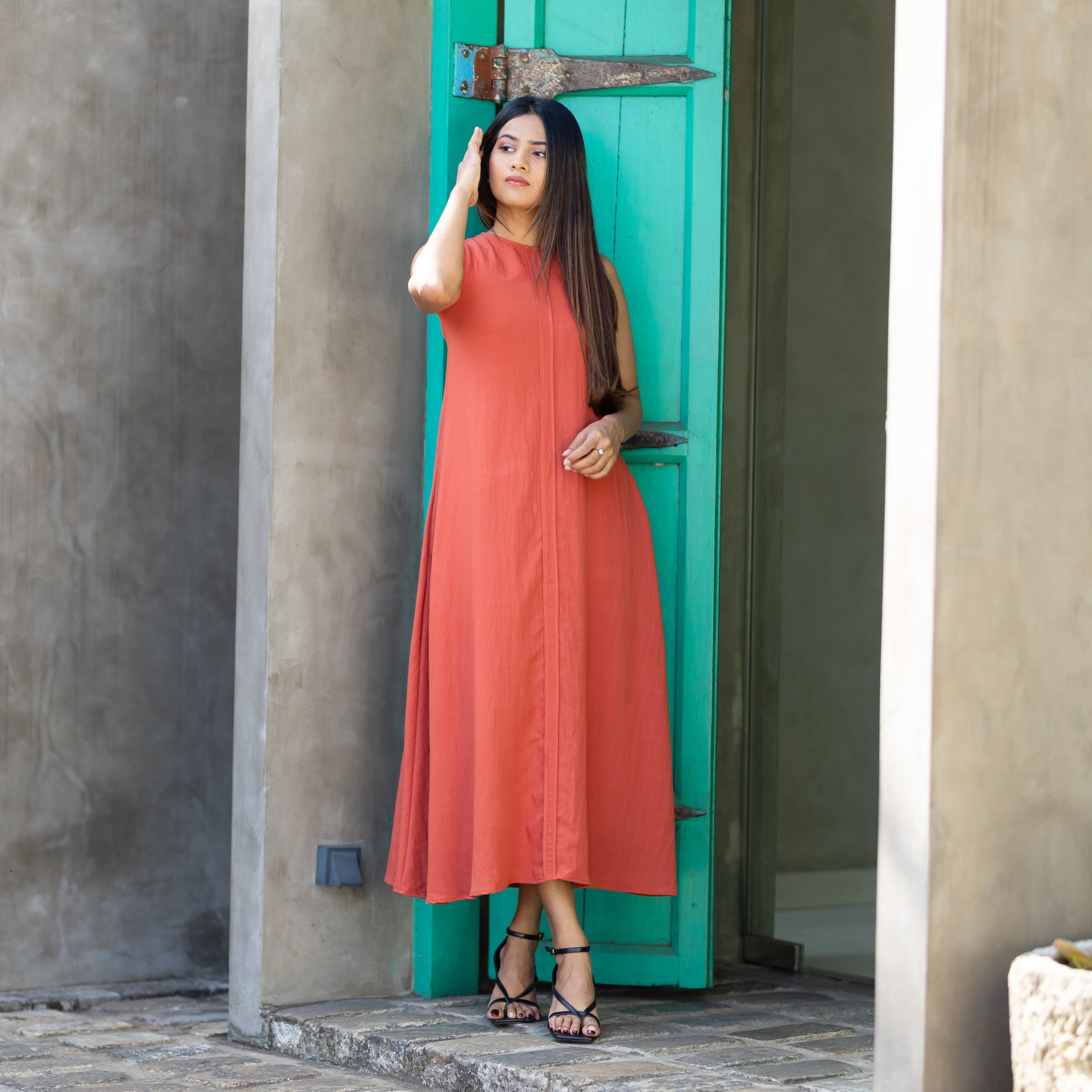 Front Pleat Maxi Dress