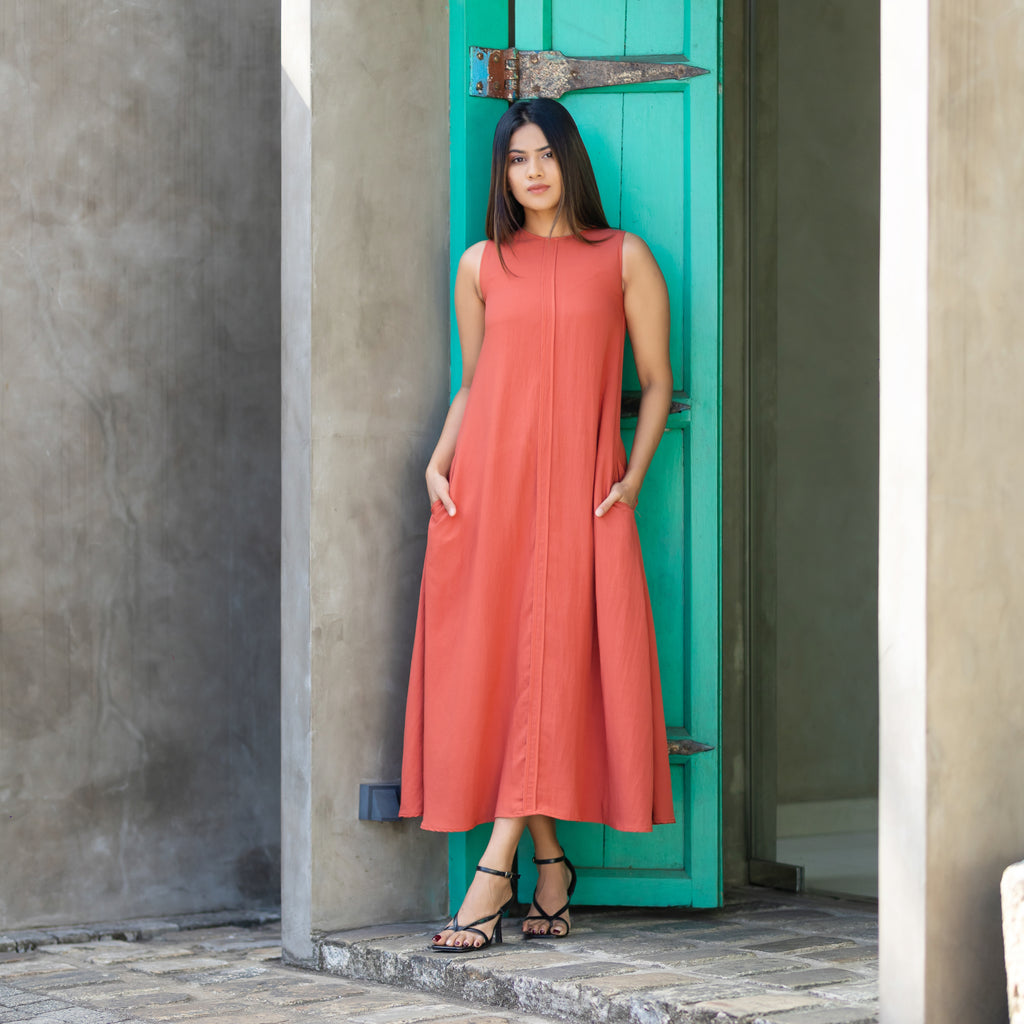 Front Pleat Maxi Dress