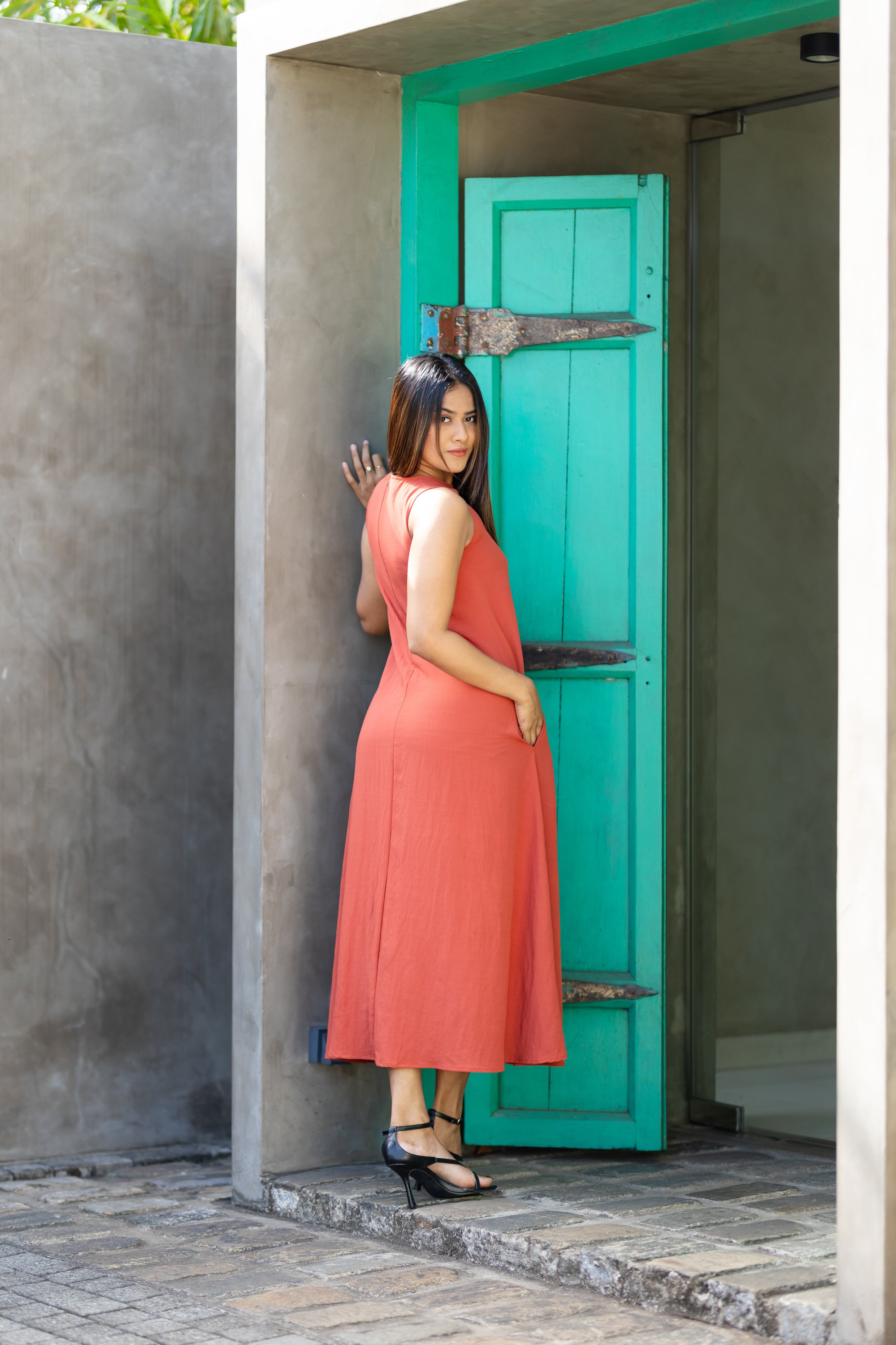 Front Pleat Maxi Dress