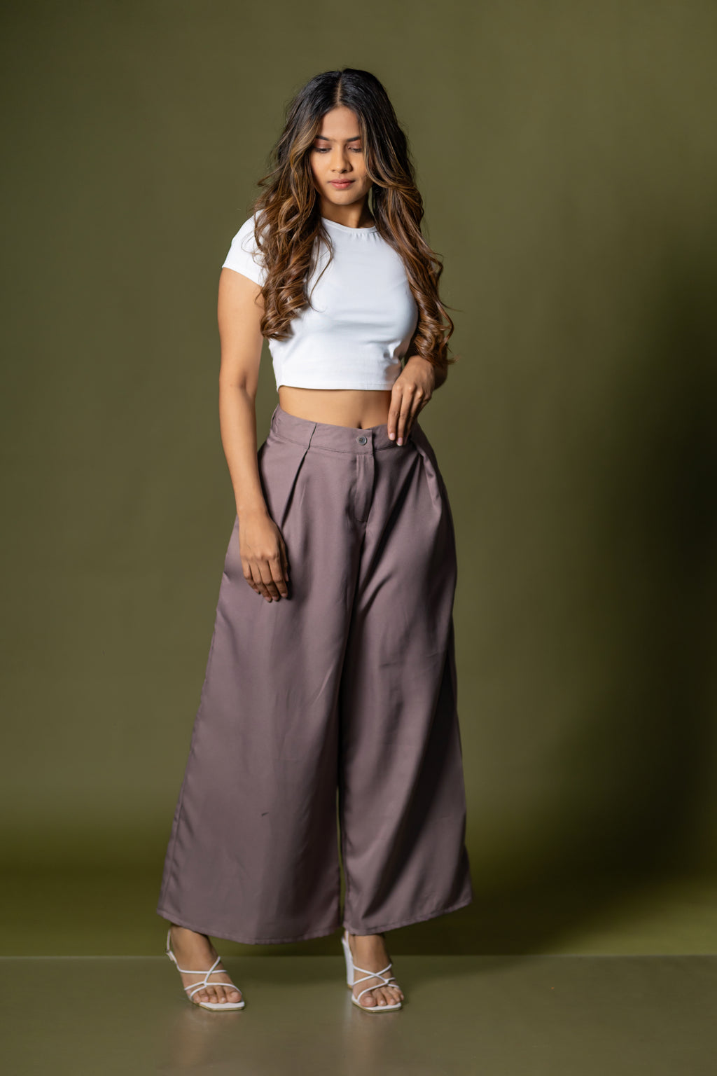 Tailored wide leg pant- burgundy wine