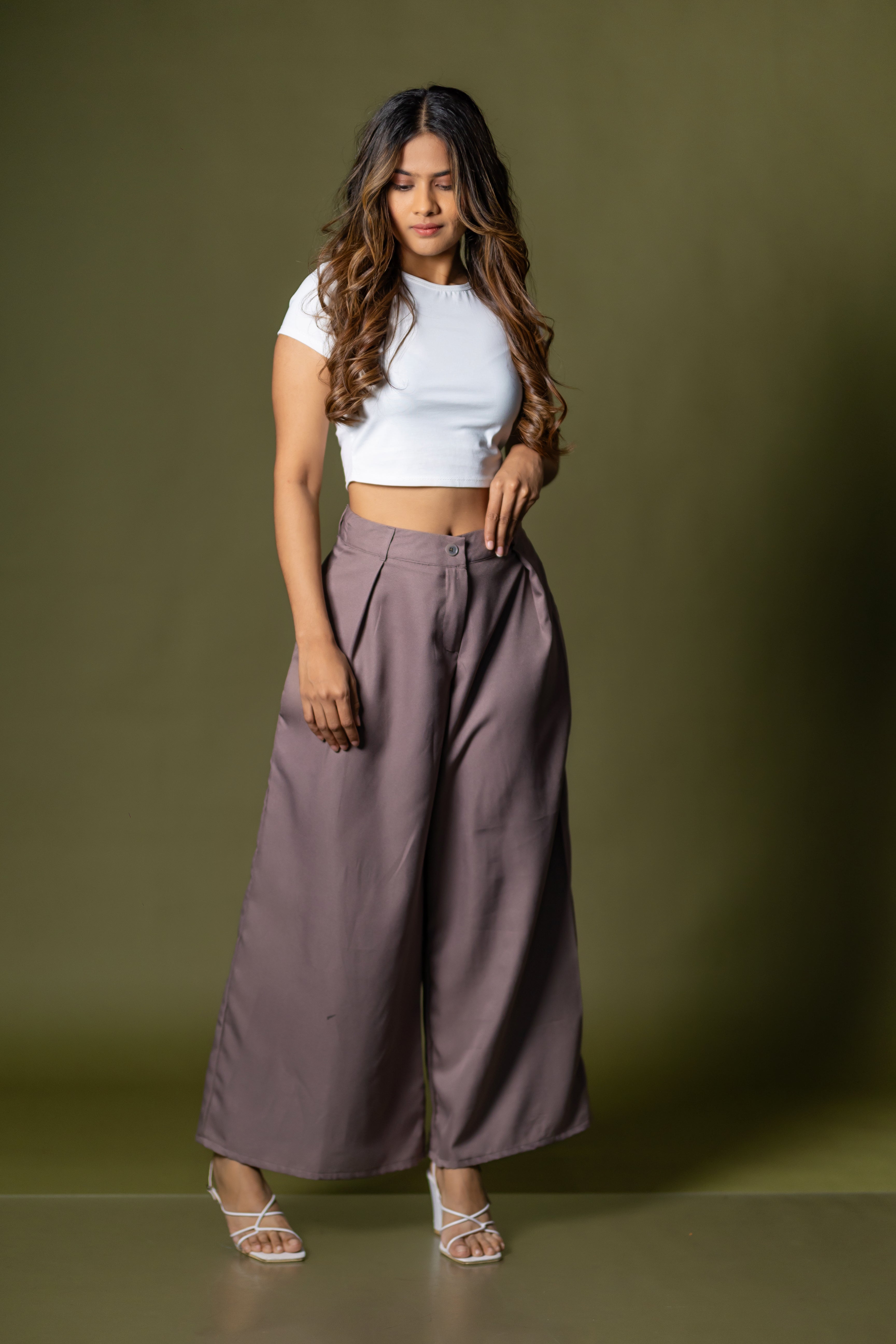 Tailored wide leg pant- burgundy wine