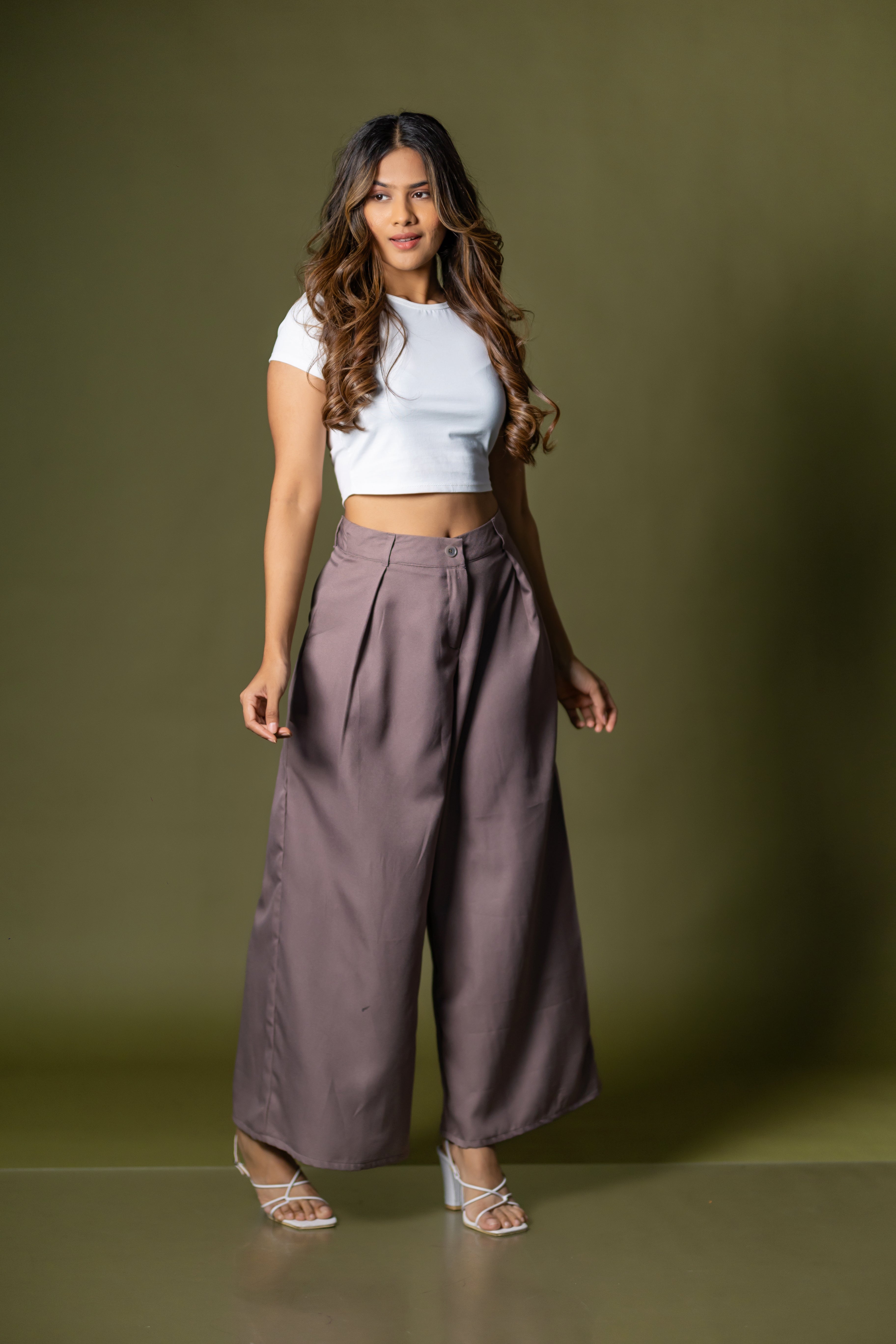 Tailored wide leg pant- burgundy wine