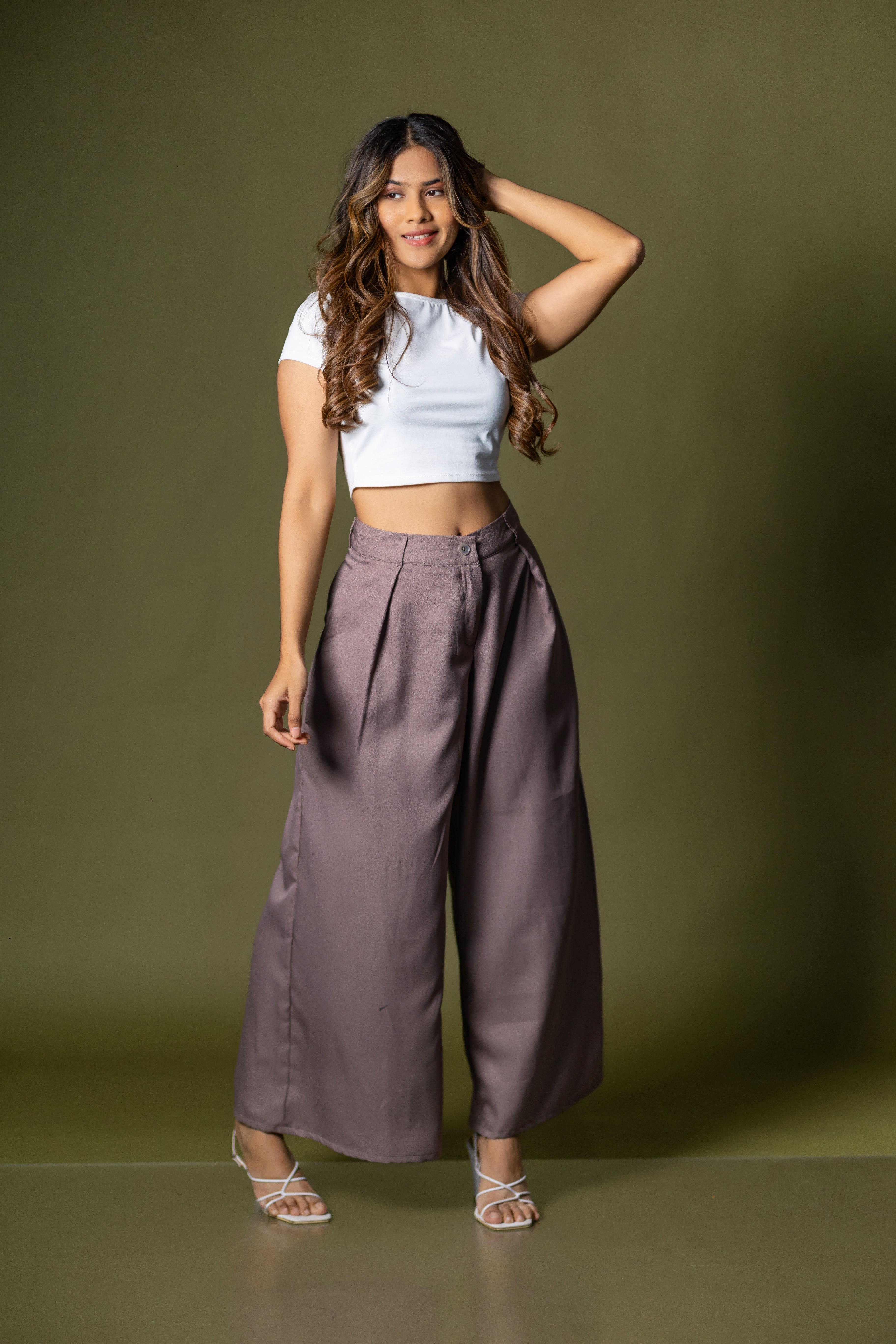 Tailored wide leg pant- burgundy wine