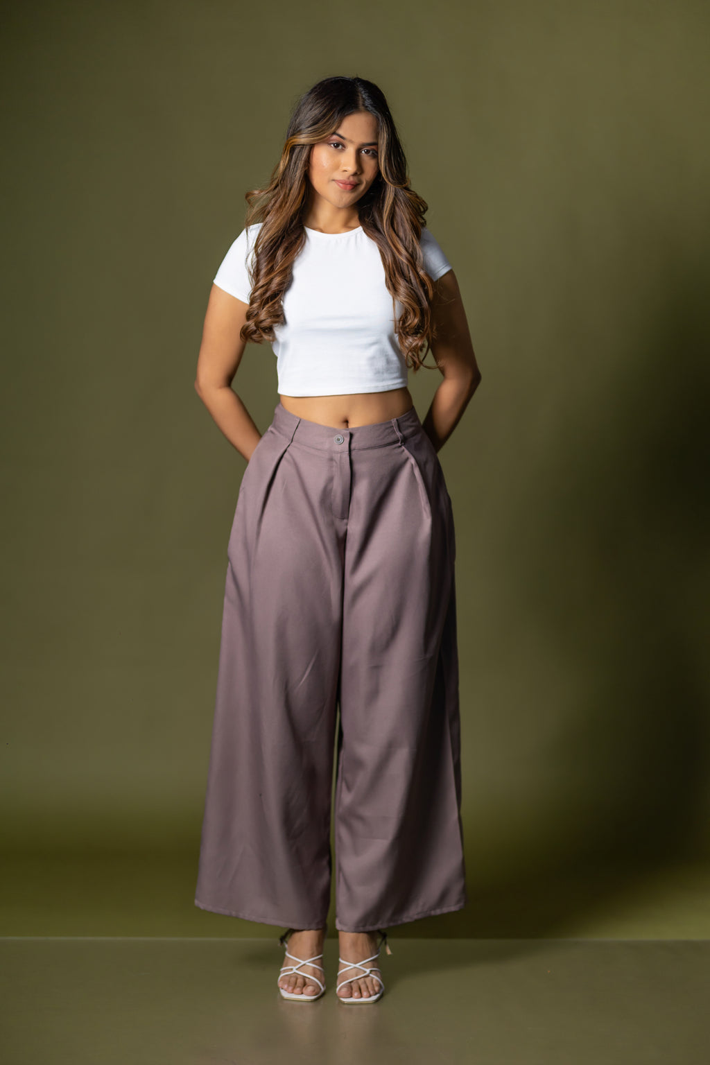 Tailored wide leg pant- burgundy wine