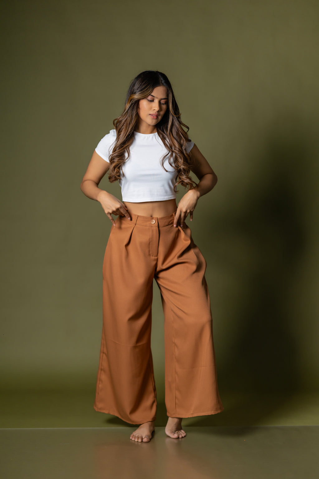 Tailored wide leg pant- Mahogany