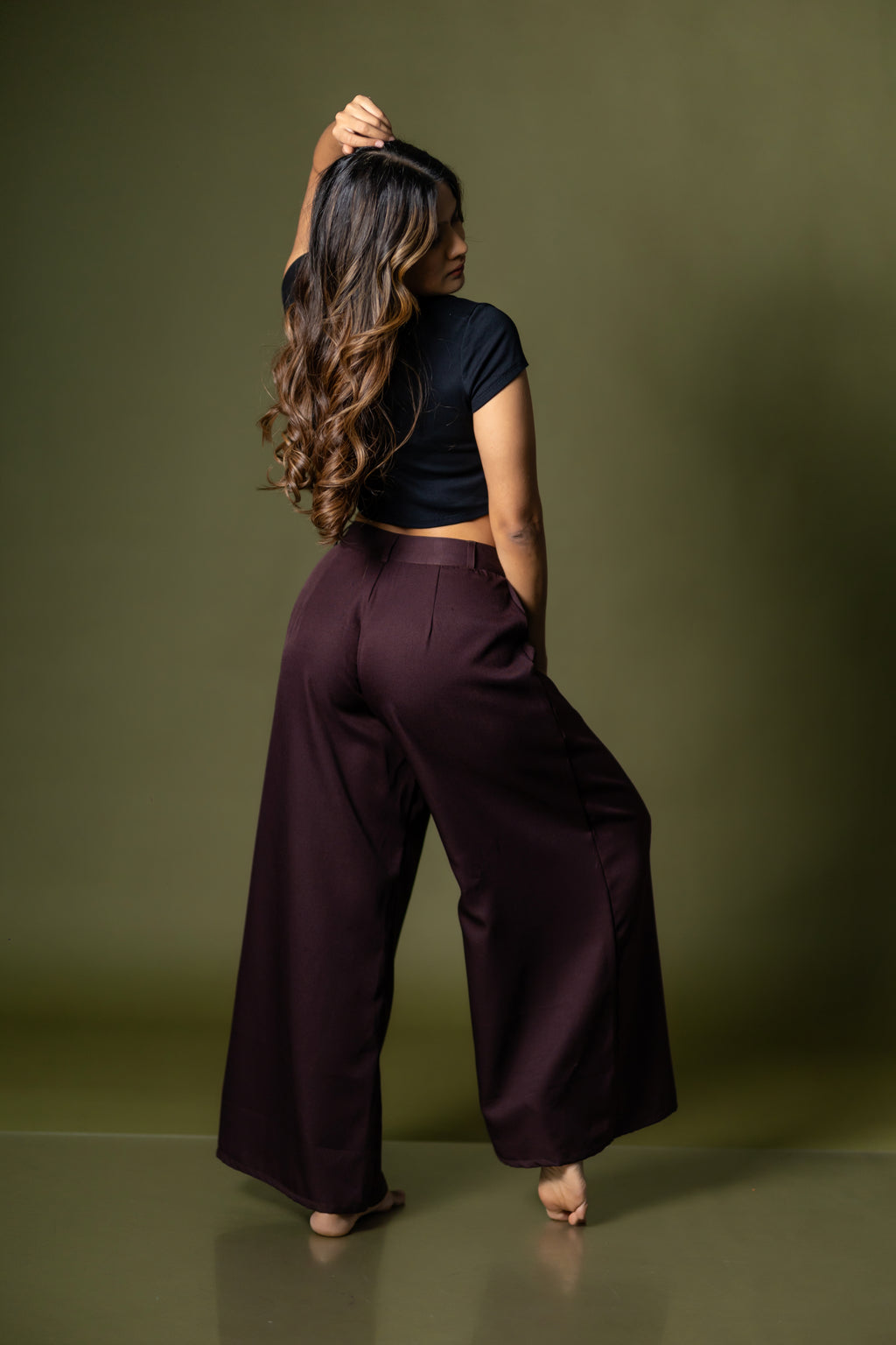 Tailored wide leg pant- Merlot
