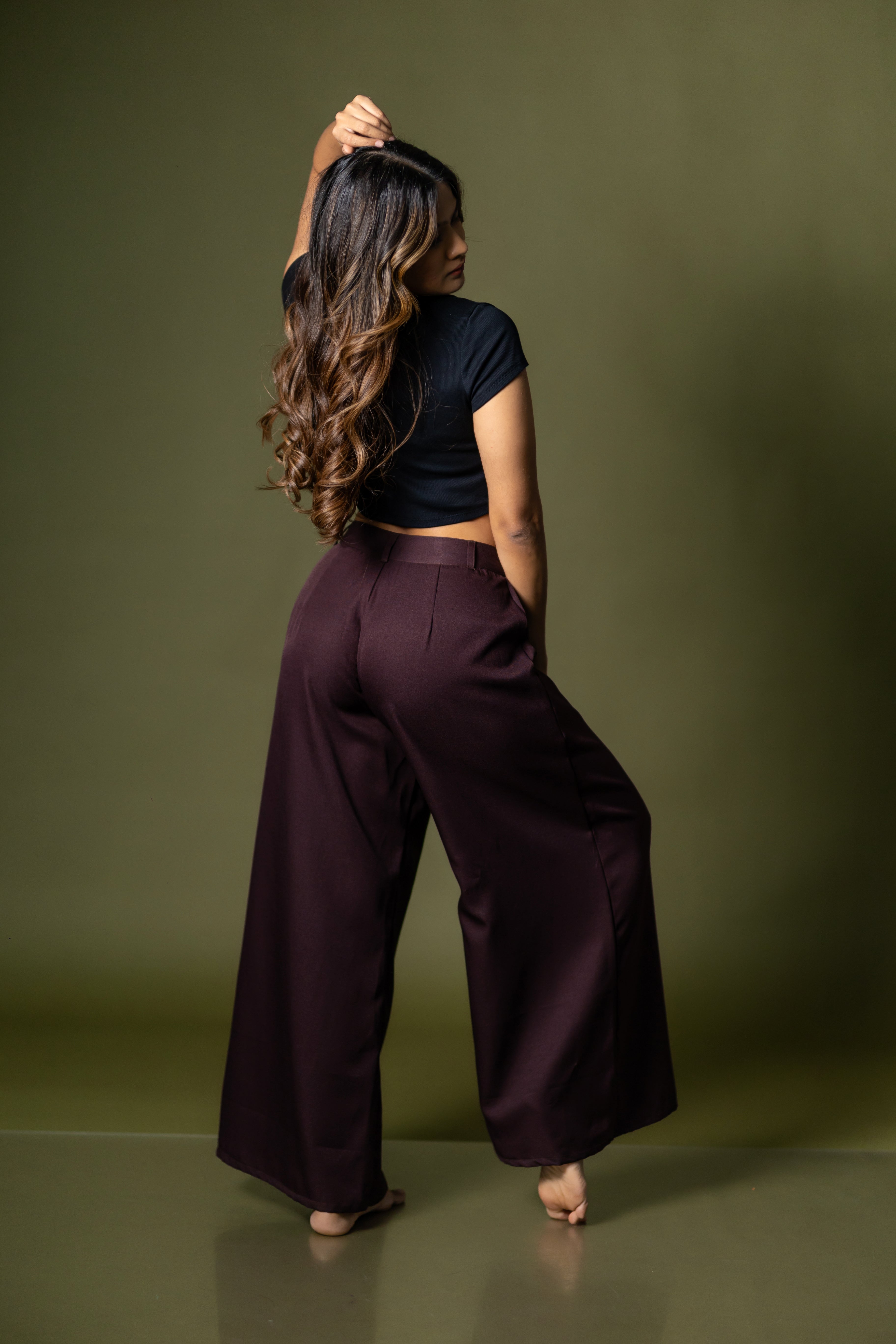 Tailored wide leg pant- Merlot