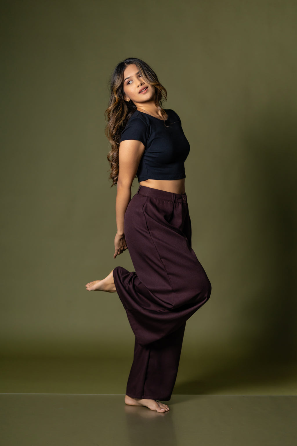 Tailored wide leg pant- Merlot
