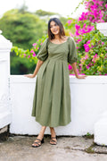 Green Box Pleated Dress