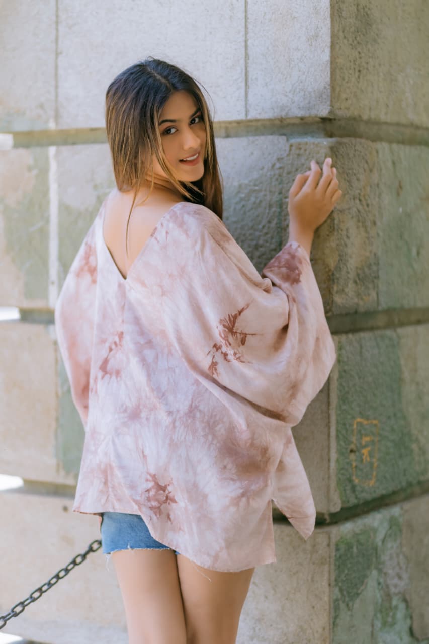 Printed kimono sleeve Top