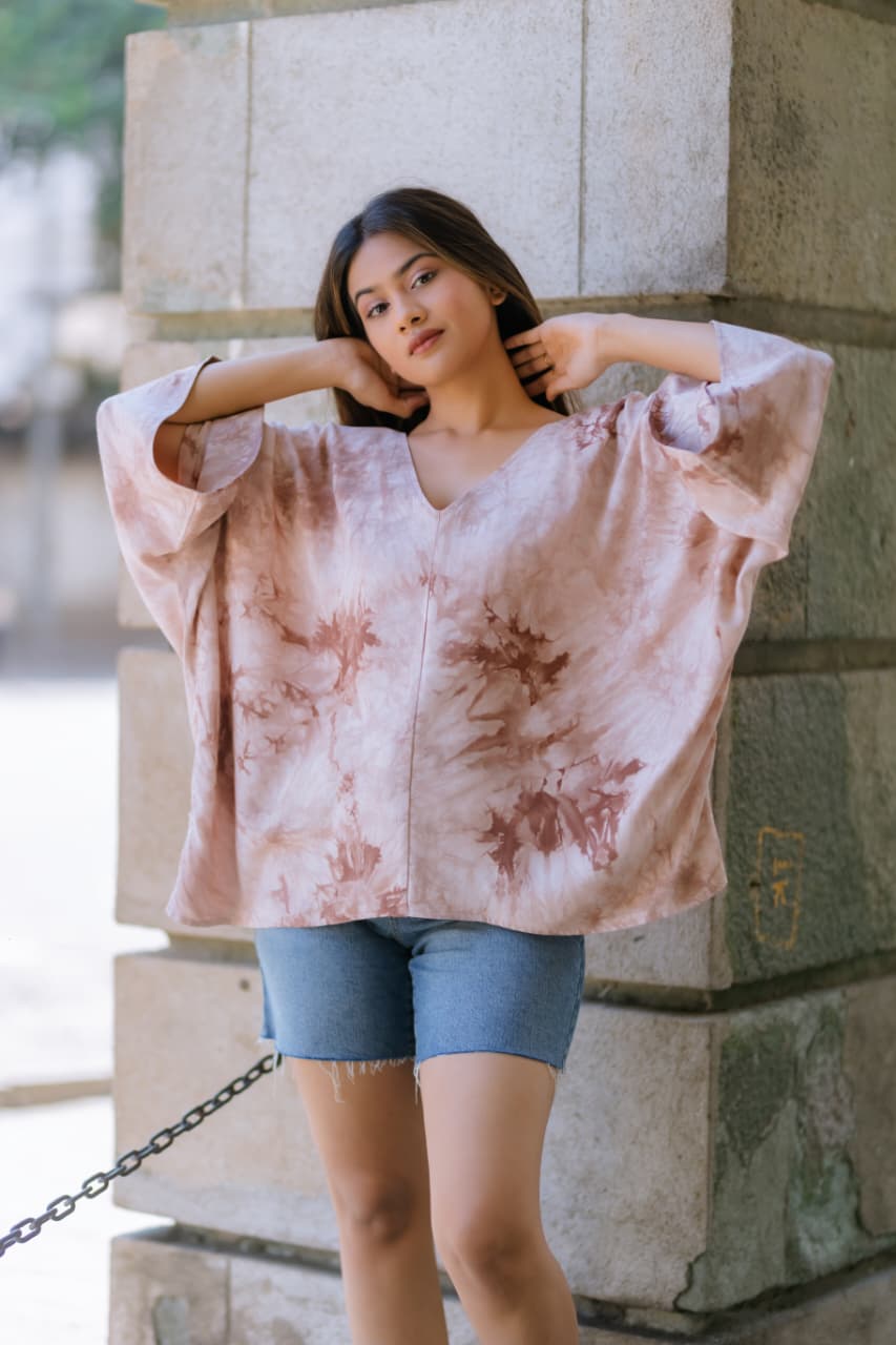 Printed kimono sleeve Top
