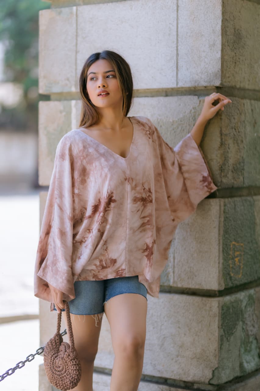Printed kimono sleeve Top